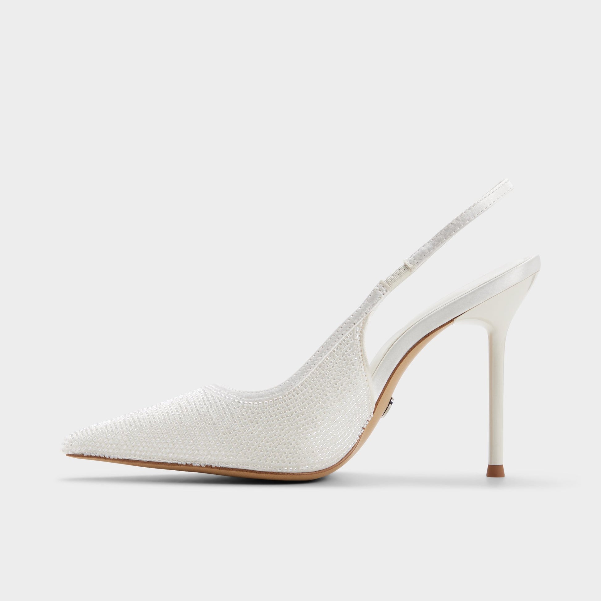 Vue latérale de Blanc/Oss Pearlescent Talon haut à bride arrière