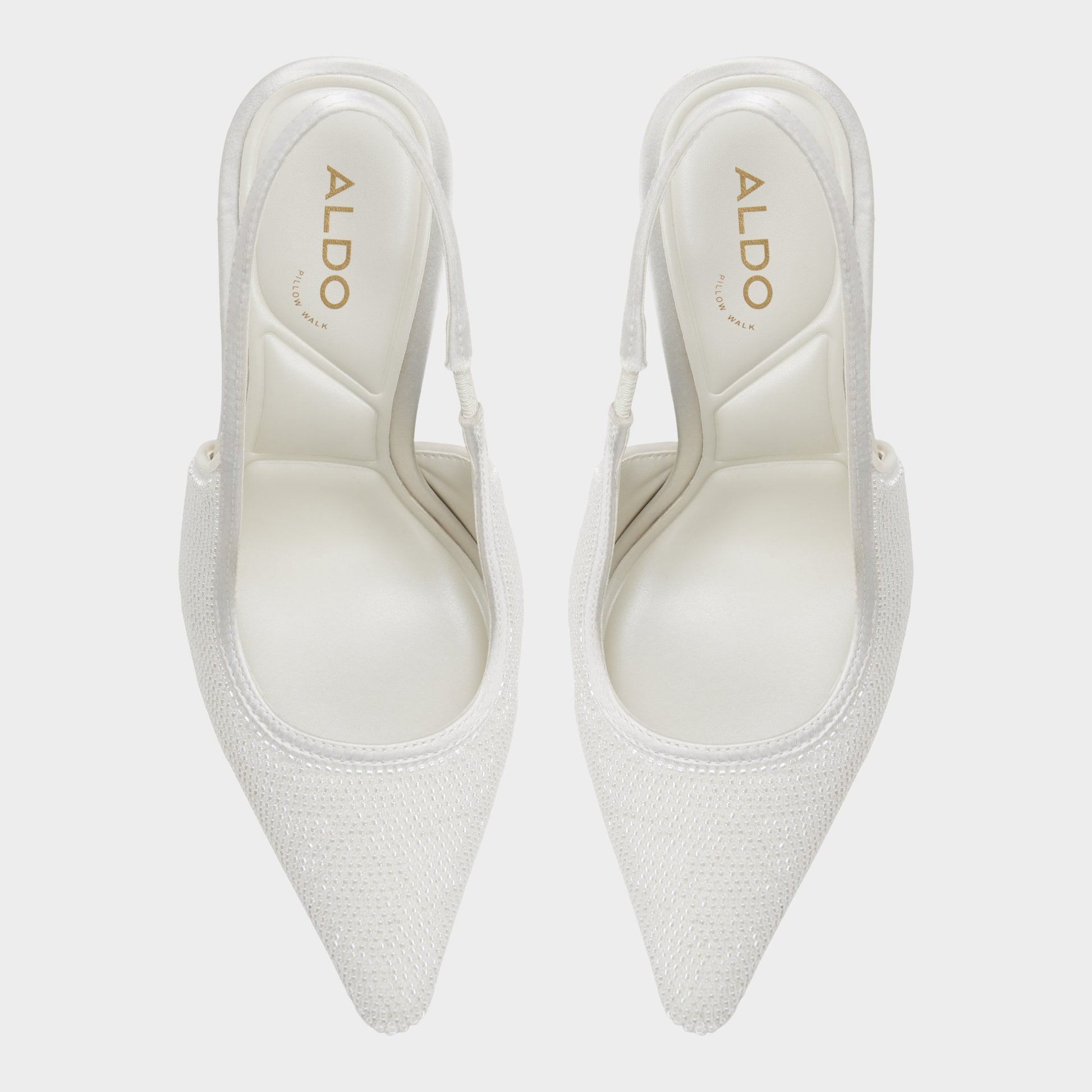 Vue de dessus de la Blanc/Oss Pearlescent Talon haut à bride arrière