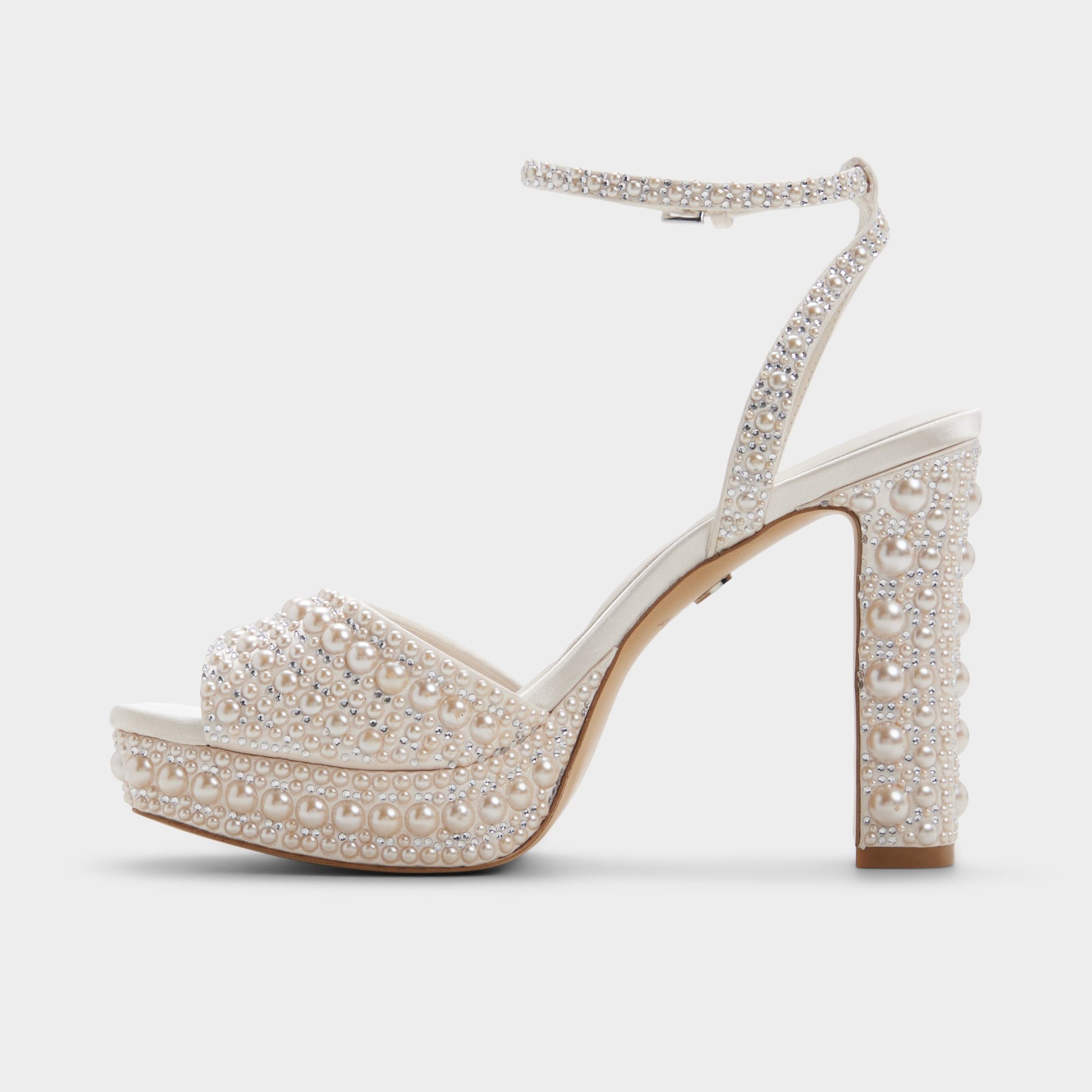 Side view of Other white Chicgleam Strappy heeled sandal