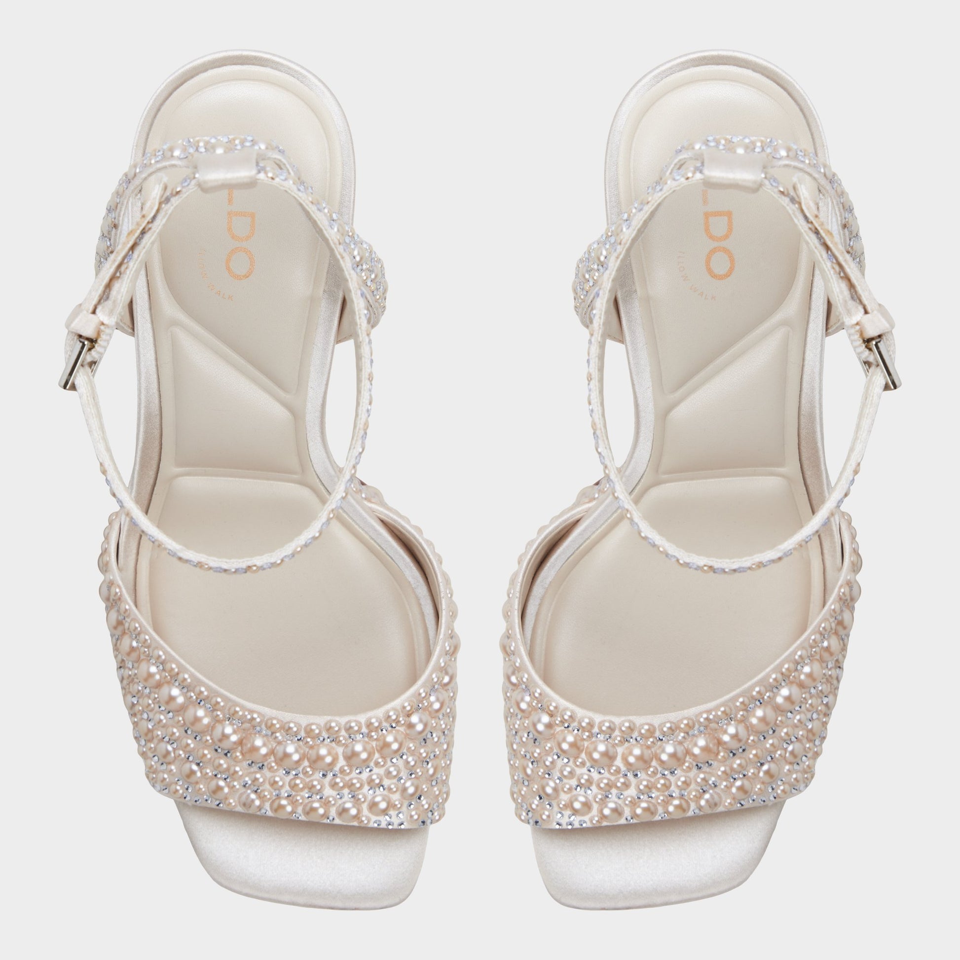 Top-down view of the Other white Chicgleam Strappy heeled sandal