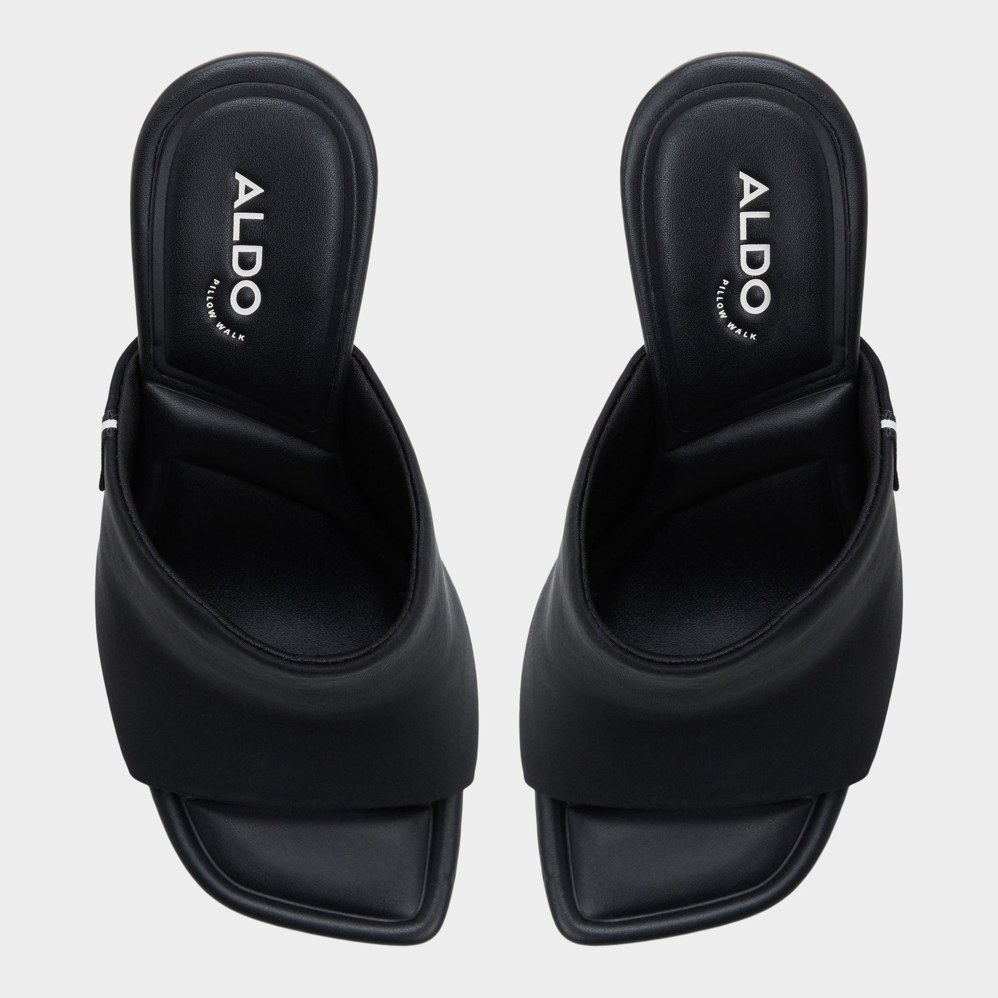 Top-down view of the Black Eviey Heeled mule