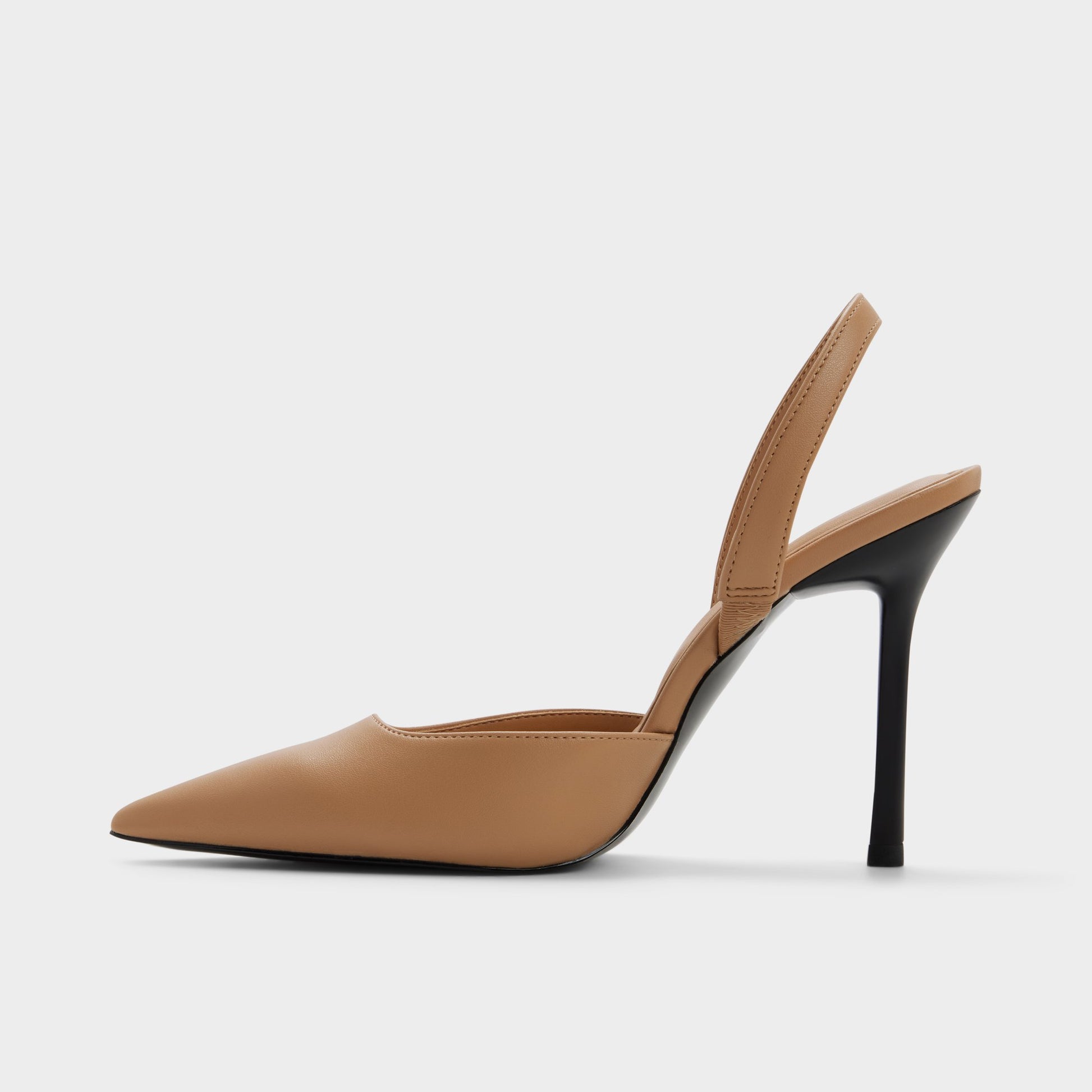 Side view of Beige Berolden Slingback high heel
