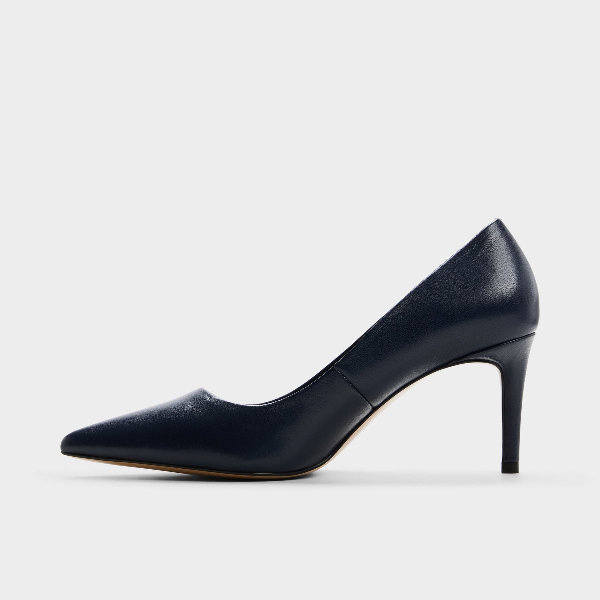Side view of Navy Verone Pump