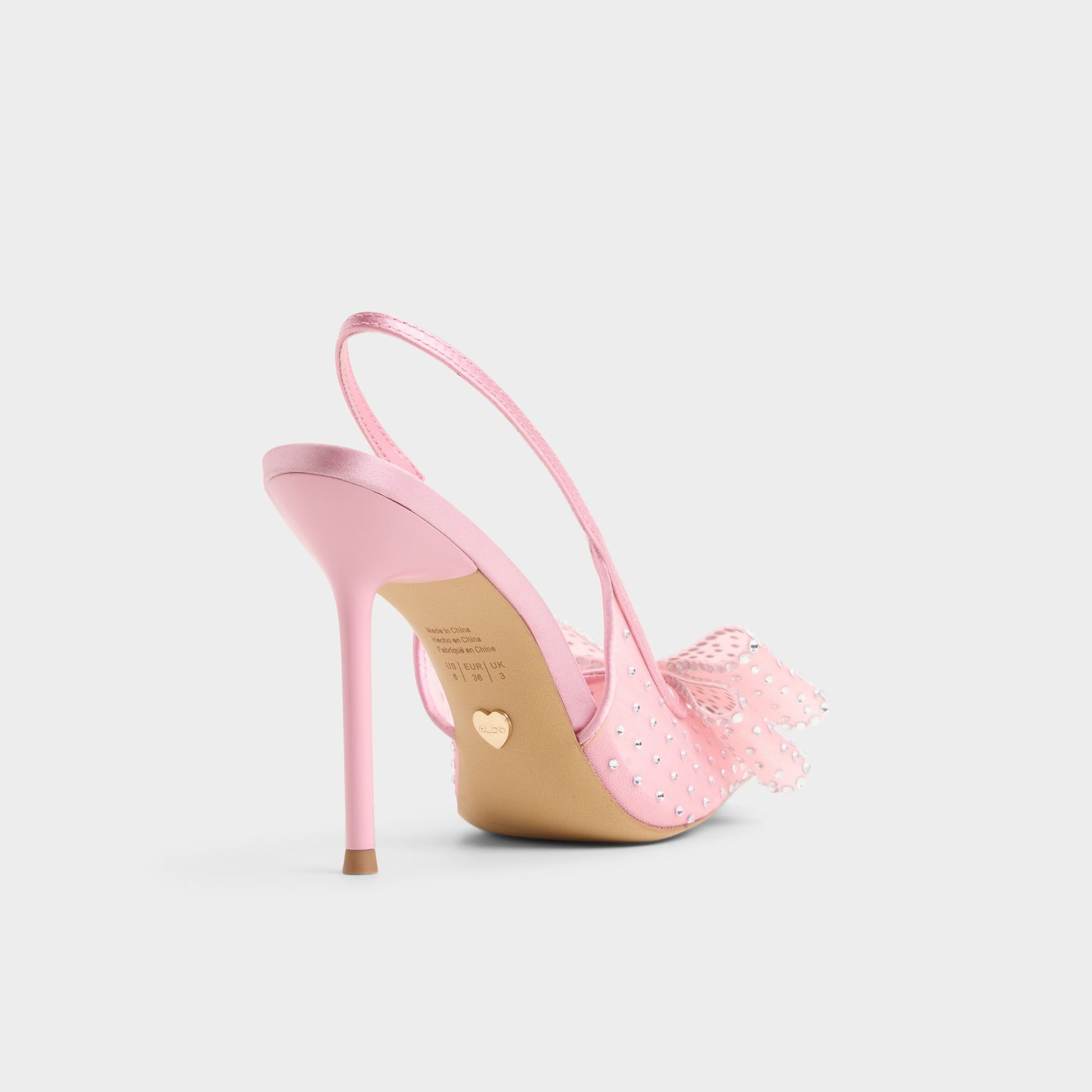 Angle de trois quarts de l'arrière de Rose Clair Anastasiaa Talon haut à bride arrière