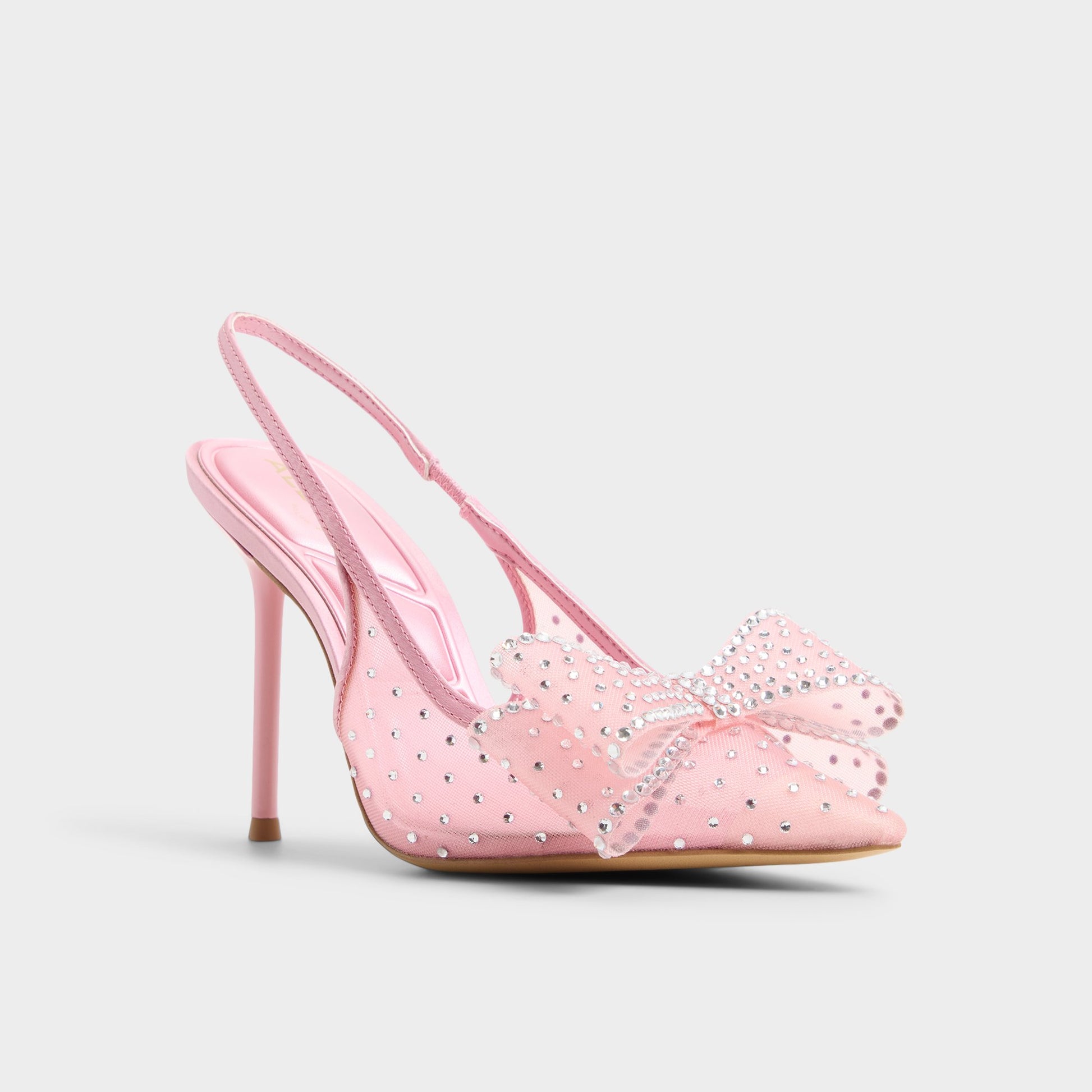Three-quarter angle of Light pink Anastasiaa Slingback high heel's front side
