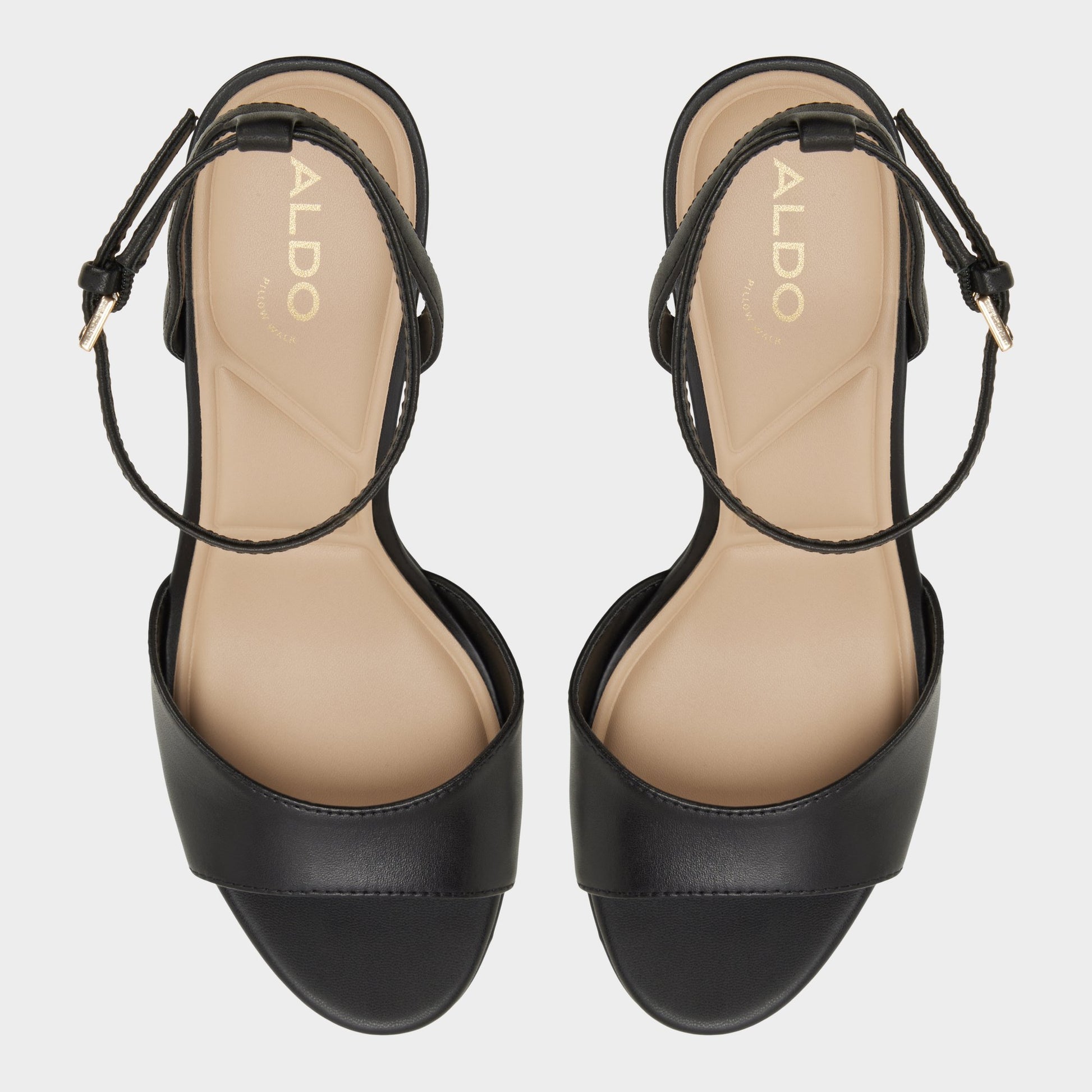 Top-down view of the Other black Gracious Strappy heeled sandal