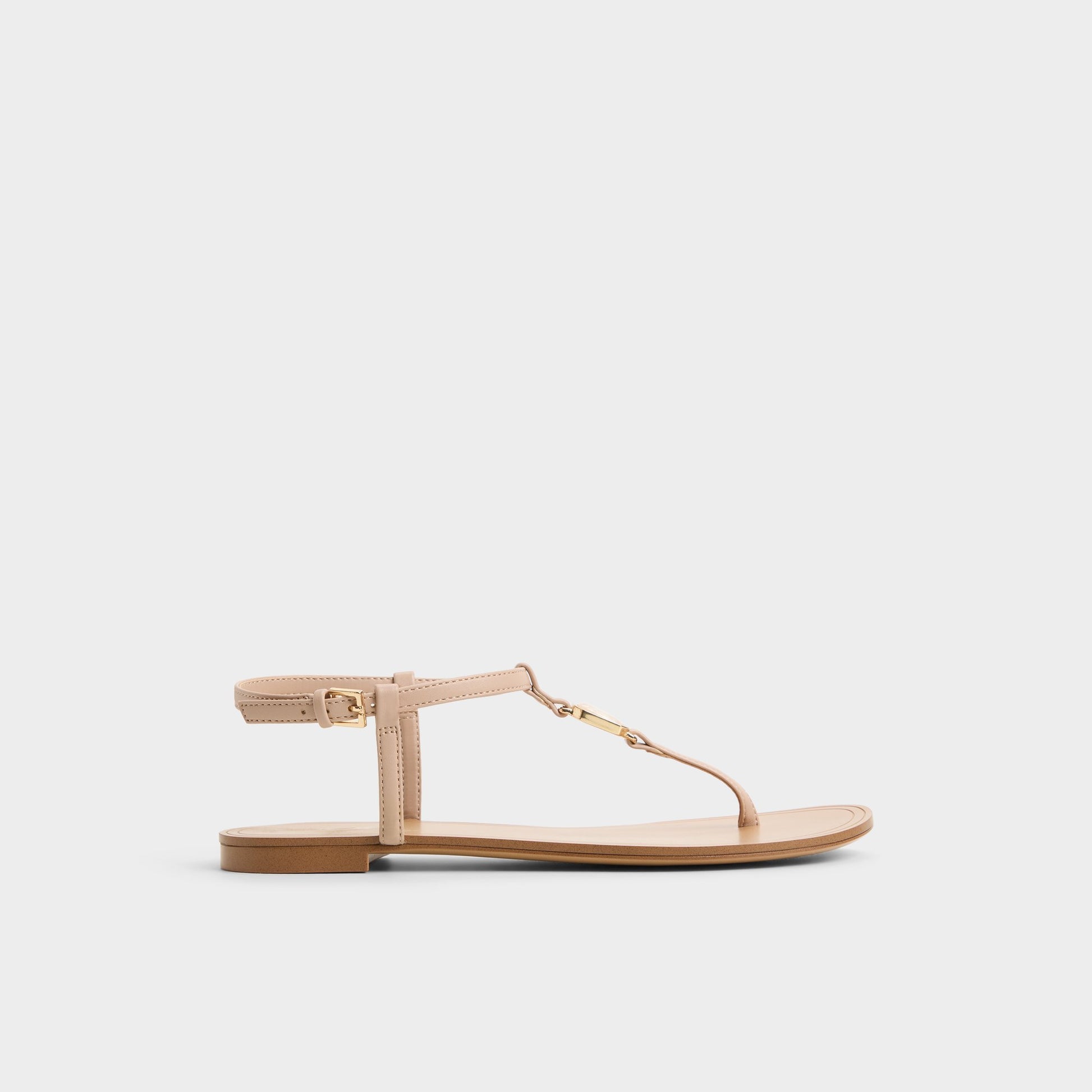 Main View of Beige Sandstone T-strap sandal for Womens