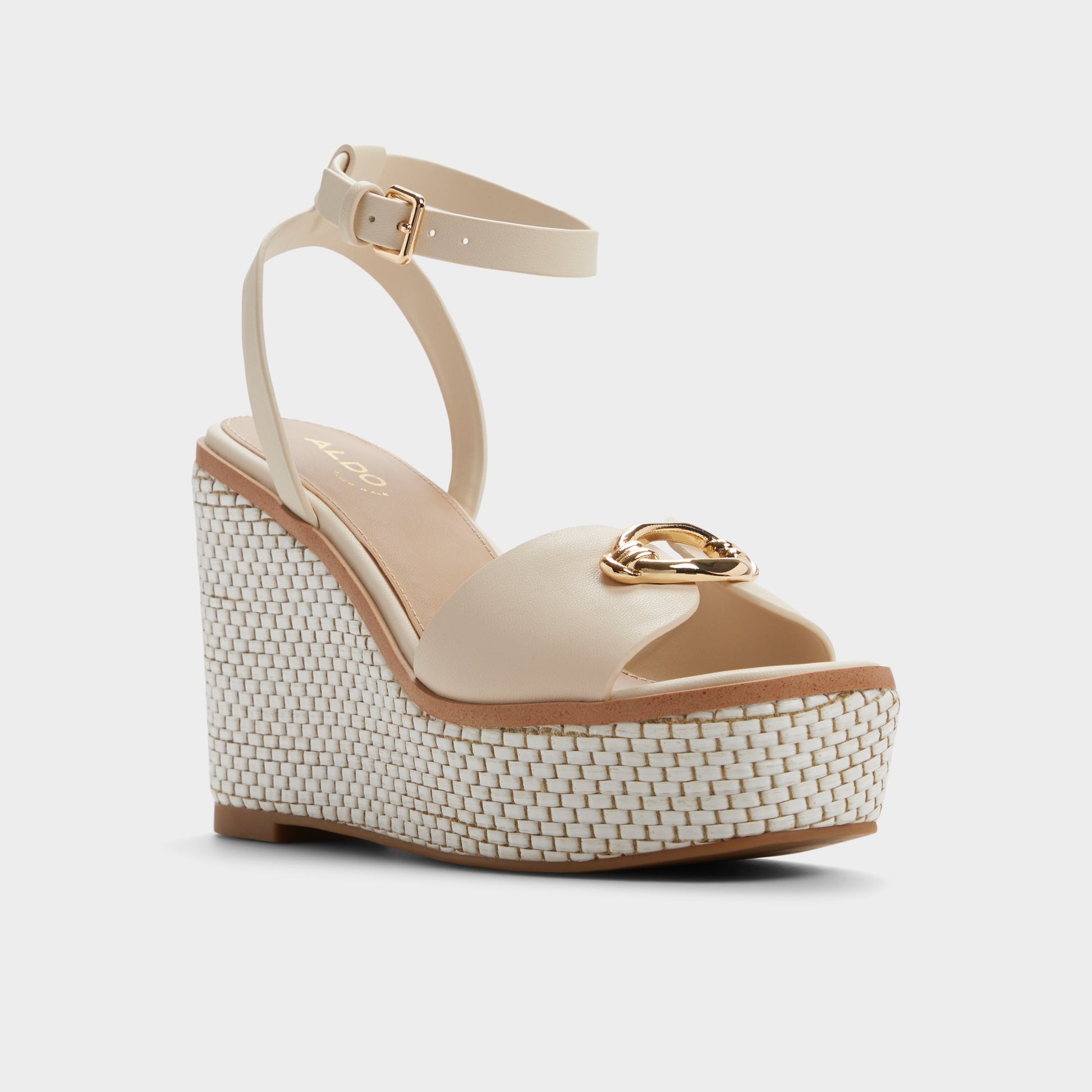 Three-quarter angle of Other white Carrabririel Wedge sandal's front side