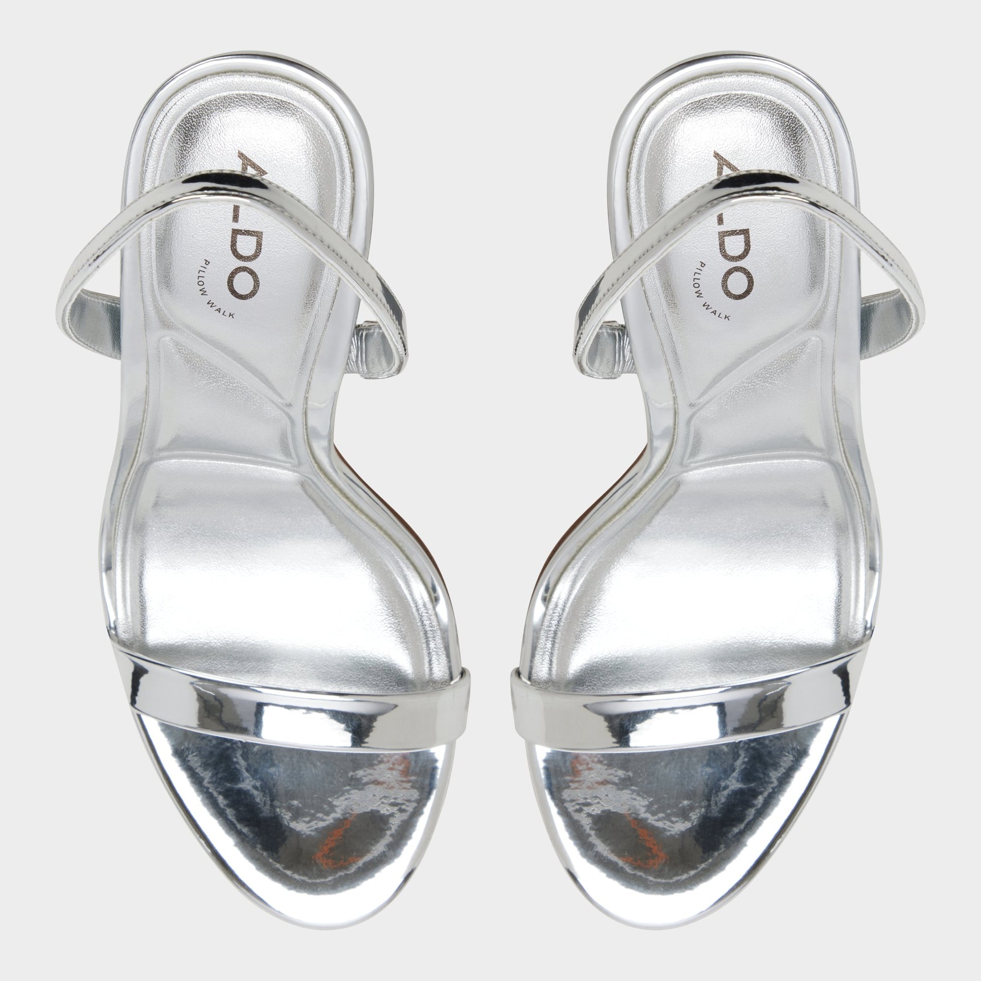 Top-down view of the Silver Quinney Slingback heeled sandal