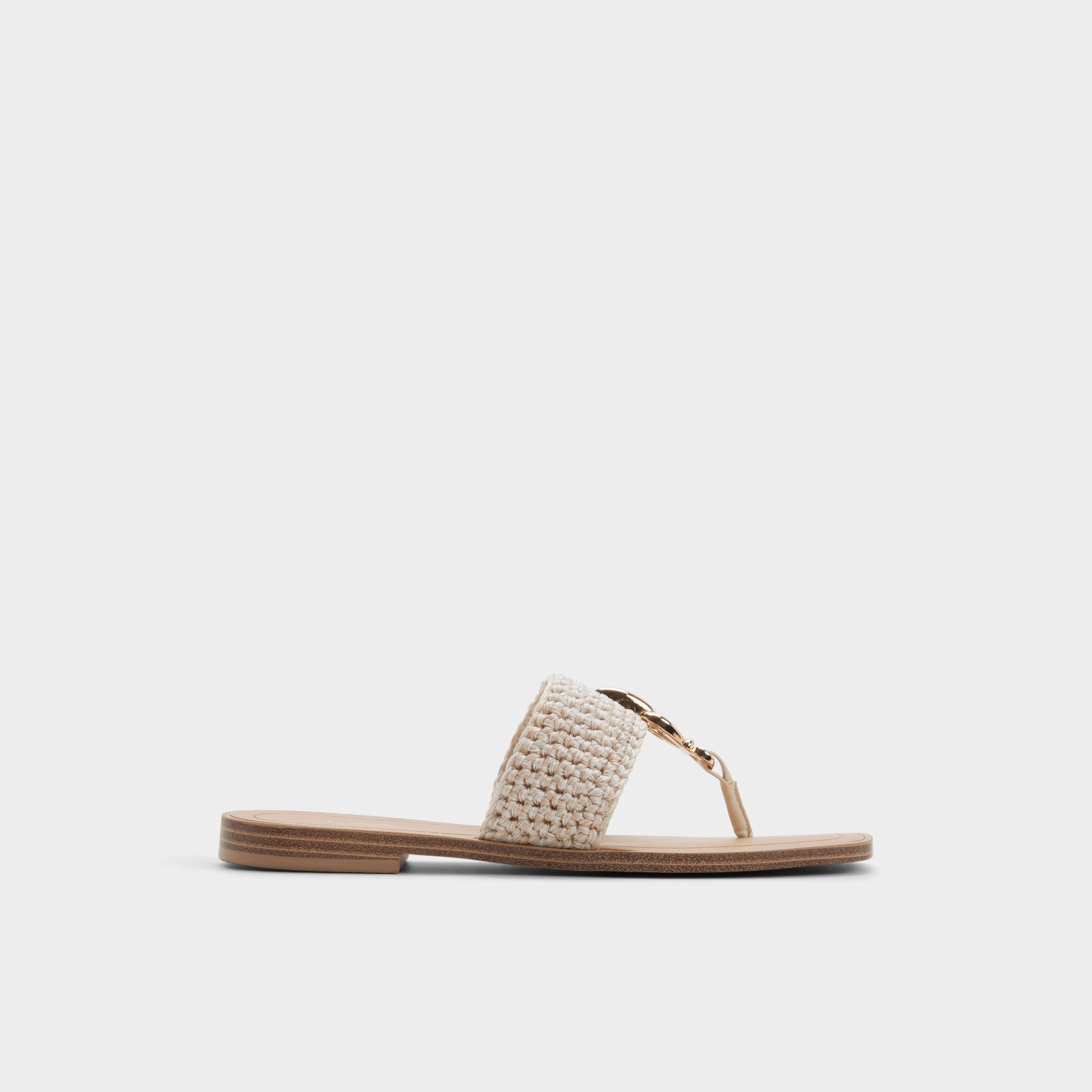 Main View of Beige Madaline T-strap sandal for Womens