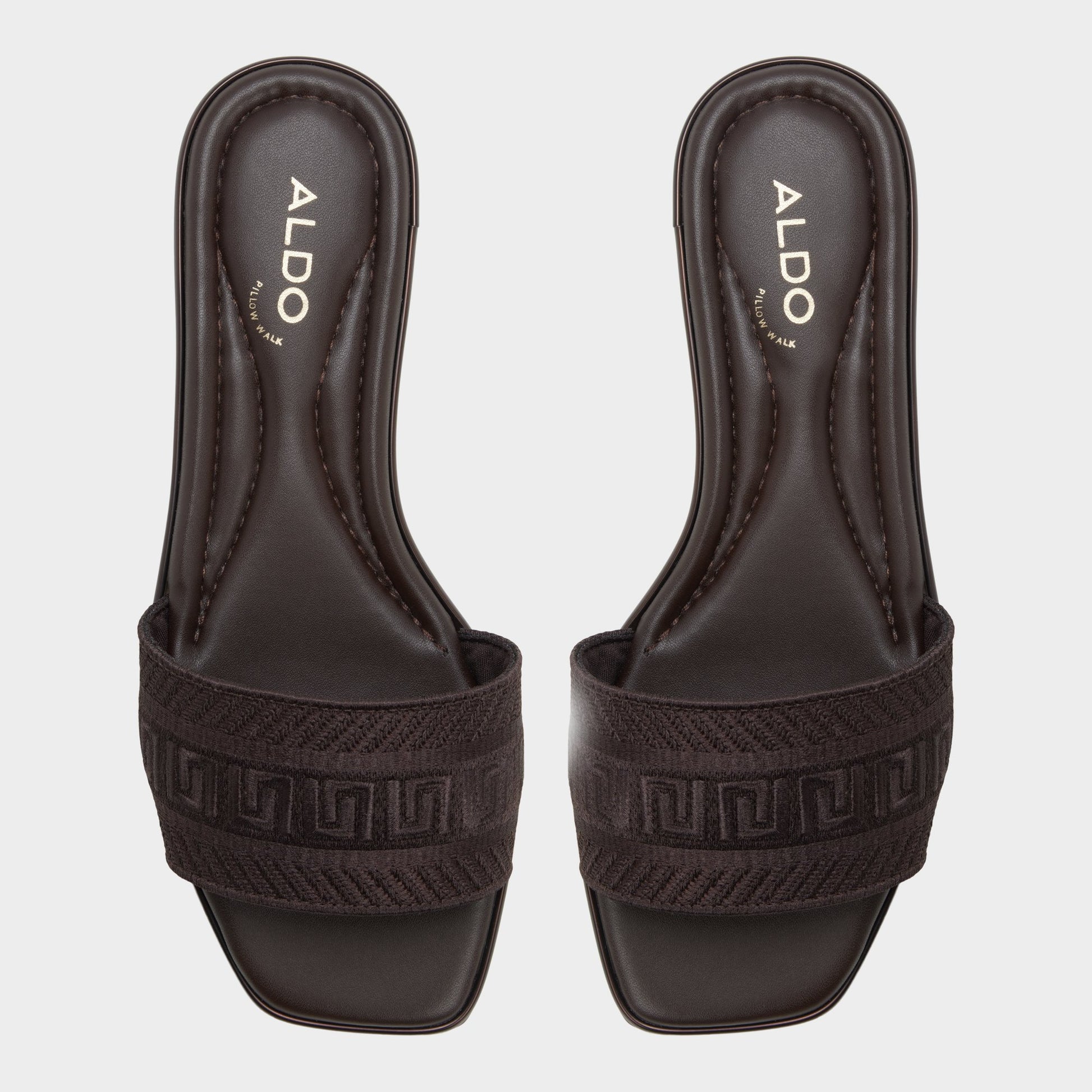 Top-down view of the Dark brown Oceania Slide sandal