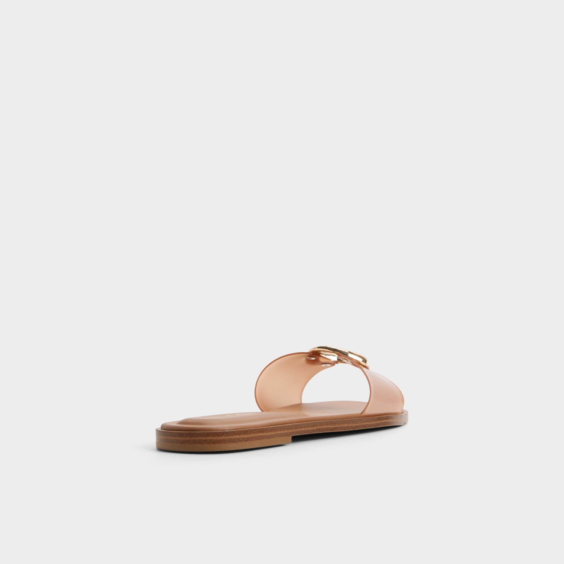 Three-quarter angle of Tan Biggin Slide sandal's back side