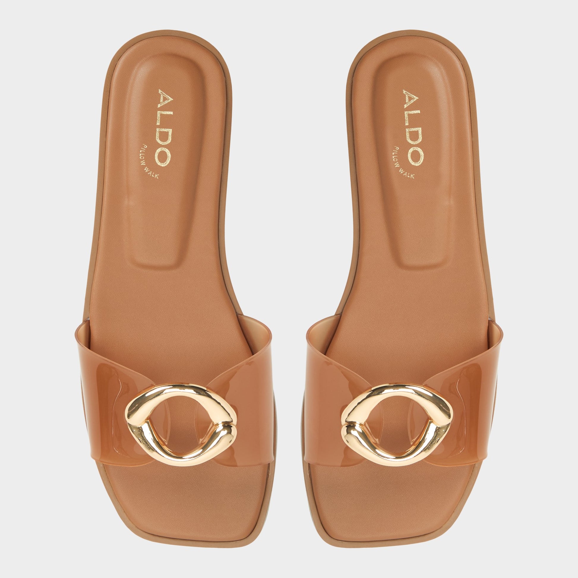 Top-down view of the Tan Biggin Slide sandal