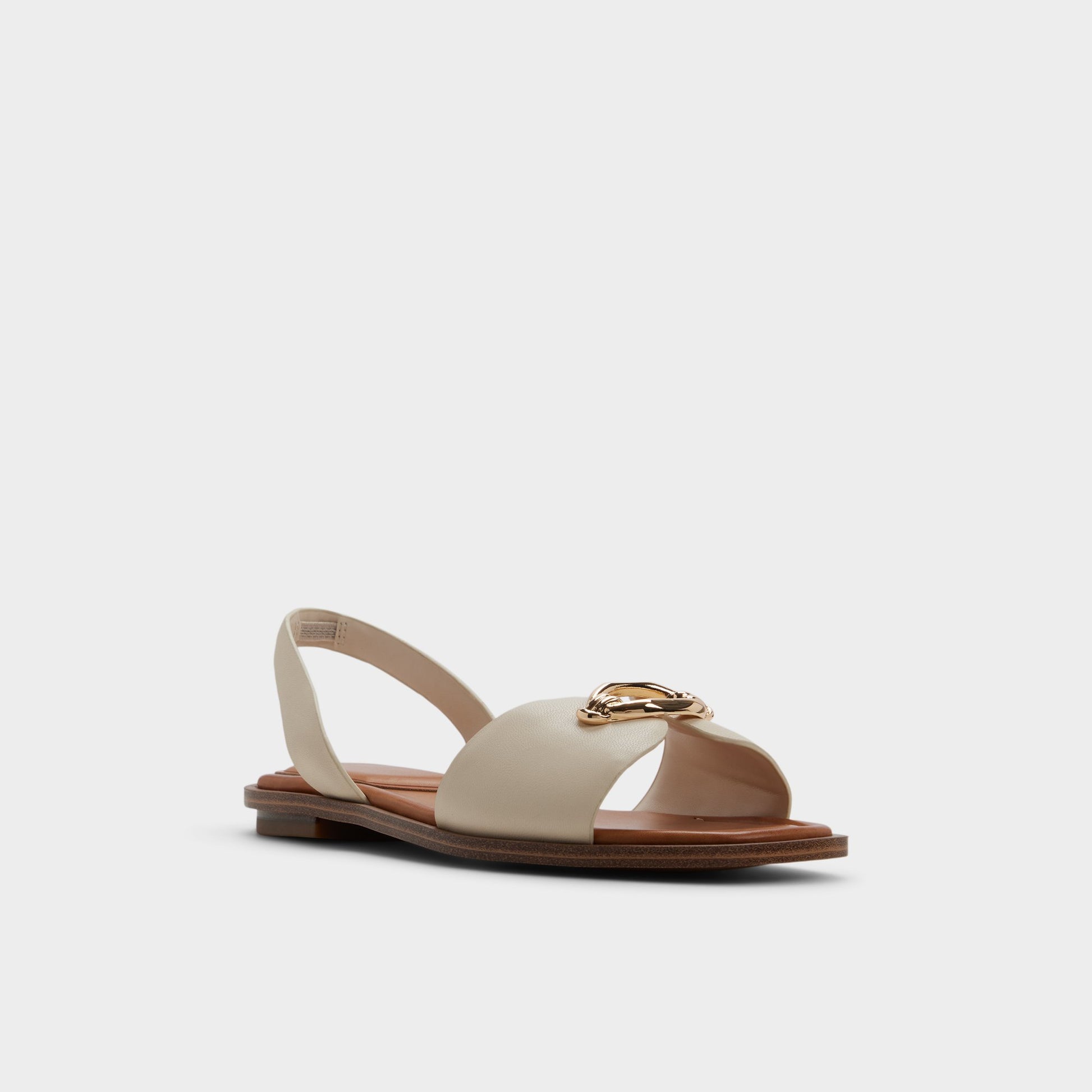 Three-quarter angle of Other white Calelian Flat sandal's front side