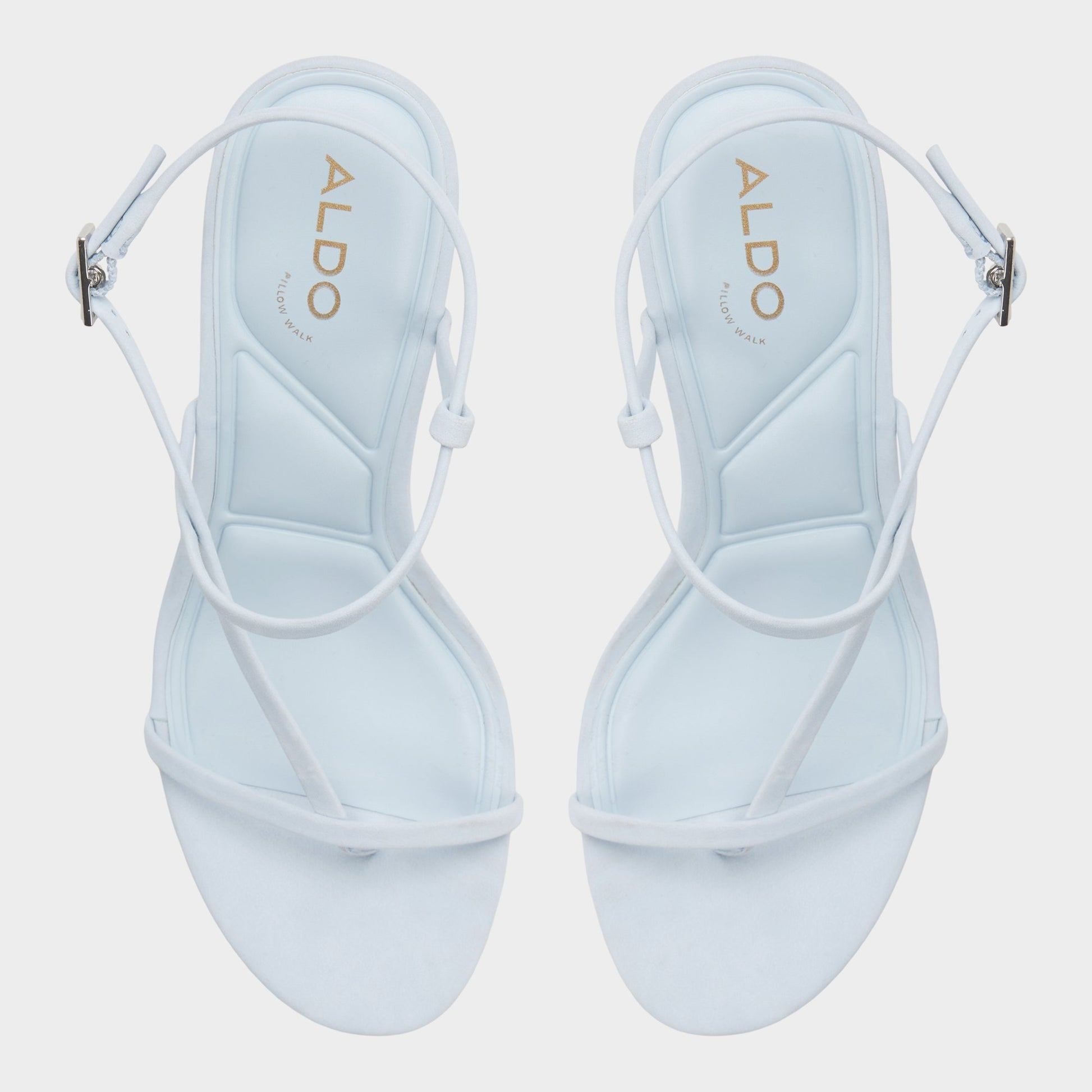 Top-down view of the Light blue Nallia Strappy heeled sandal