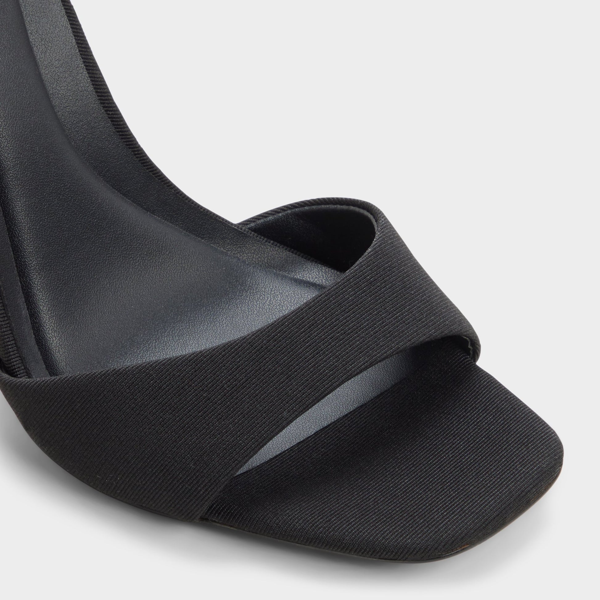 Close-up of the Black Pearletta Strappy heeled sandal