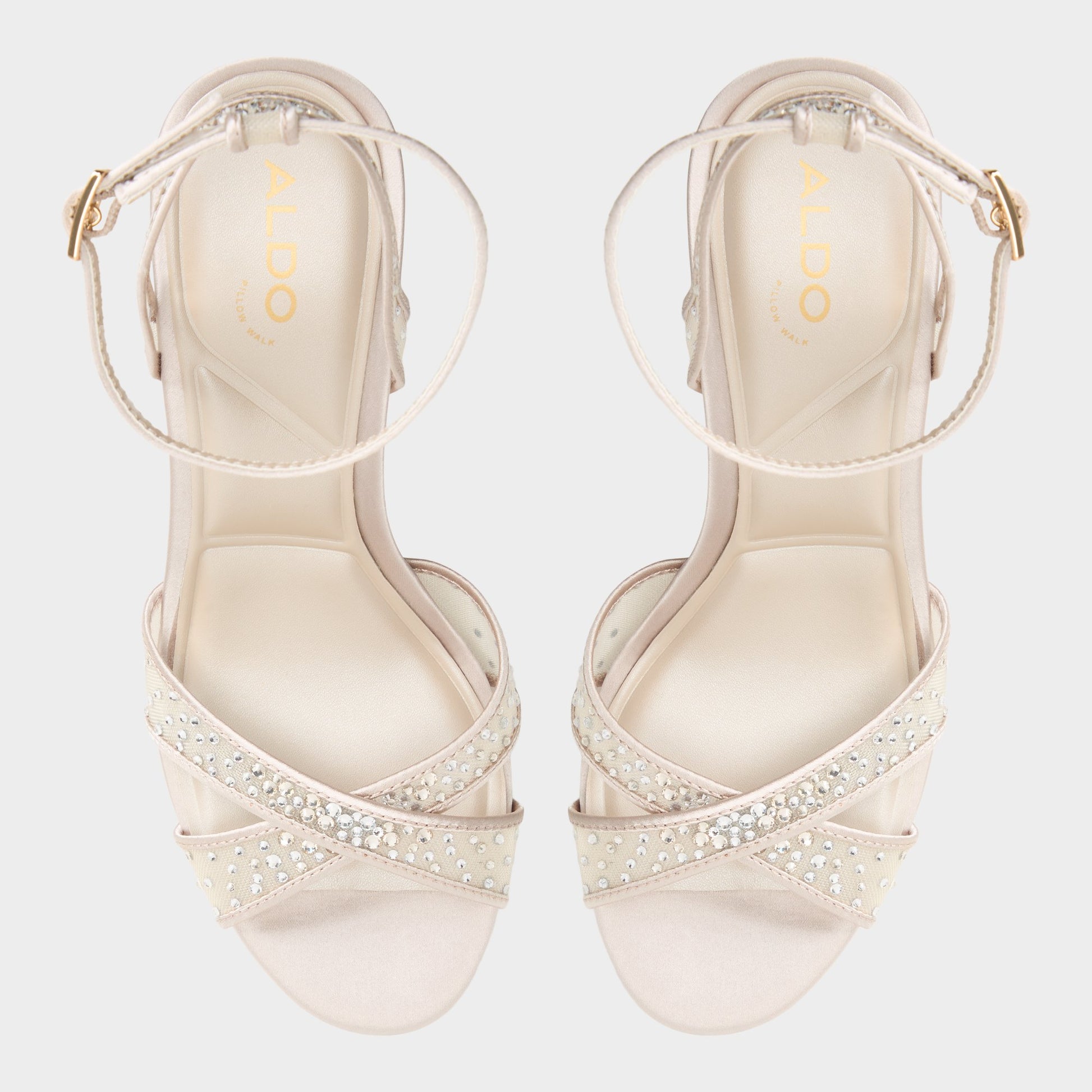 Top-down view of the Other beige Rosaria Strappy heeled sandal