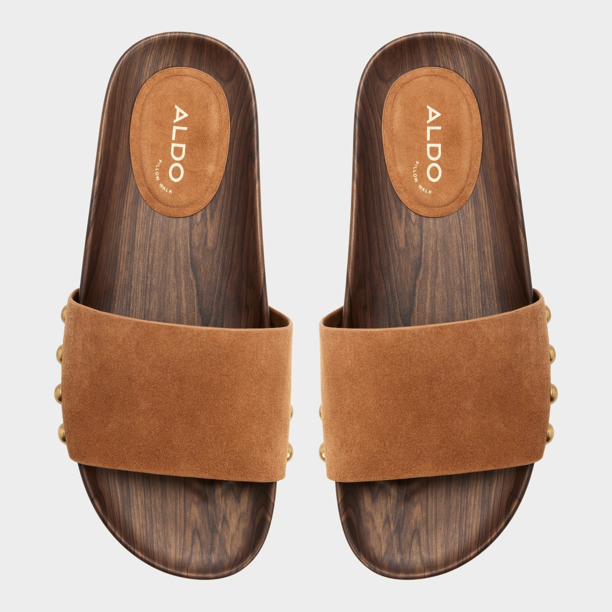 Top-down view of the Light brown Rooted Footbed sandal