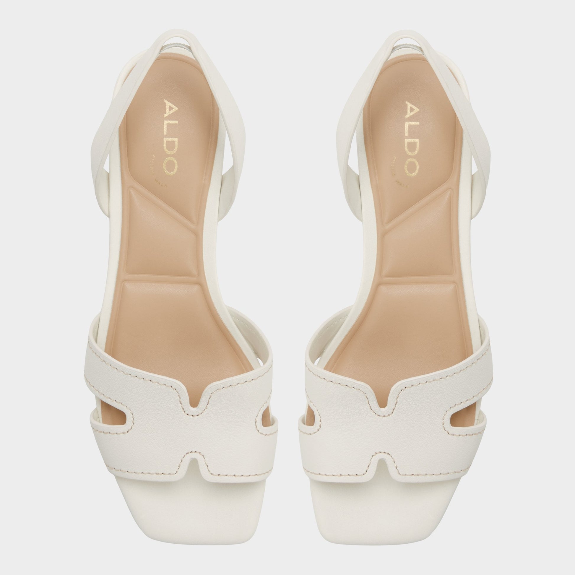 Top-down view of the White/bone Javamannon Strappy heeled sandal