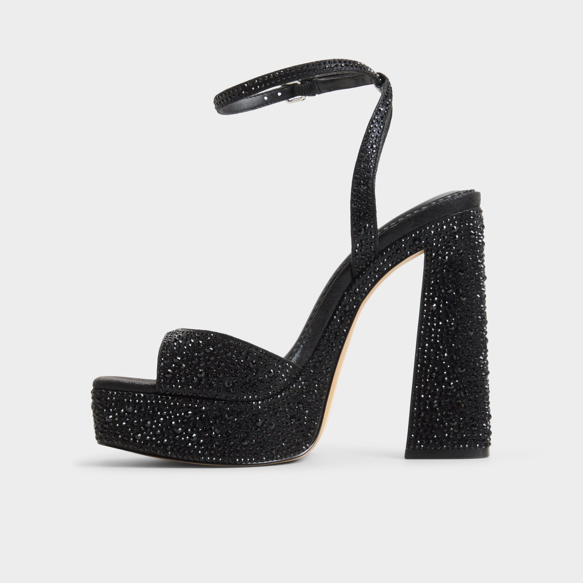 Side view of Other black Matelina Strappy heeled sandal