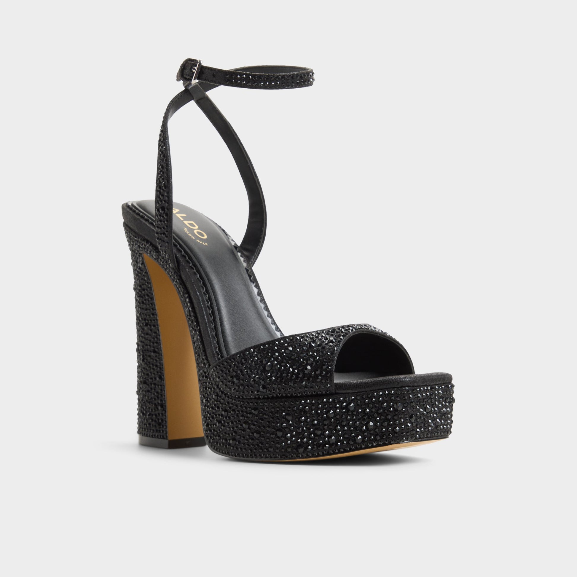 Three-quarter angle of Other black Matelina Strappy heeled sandal's front side