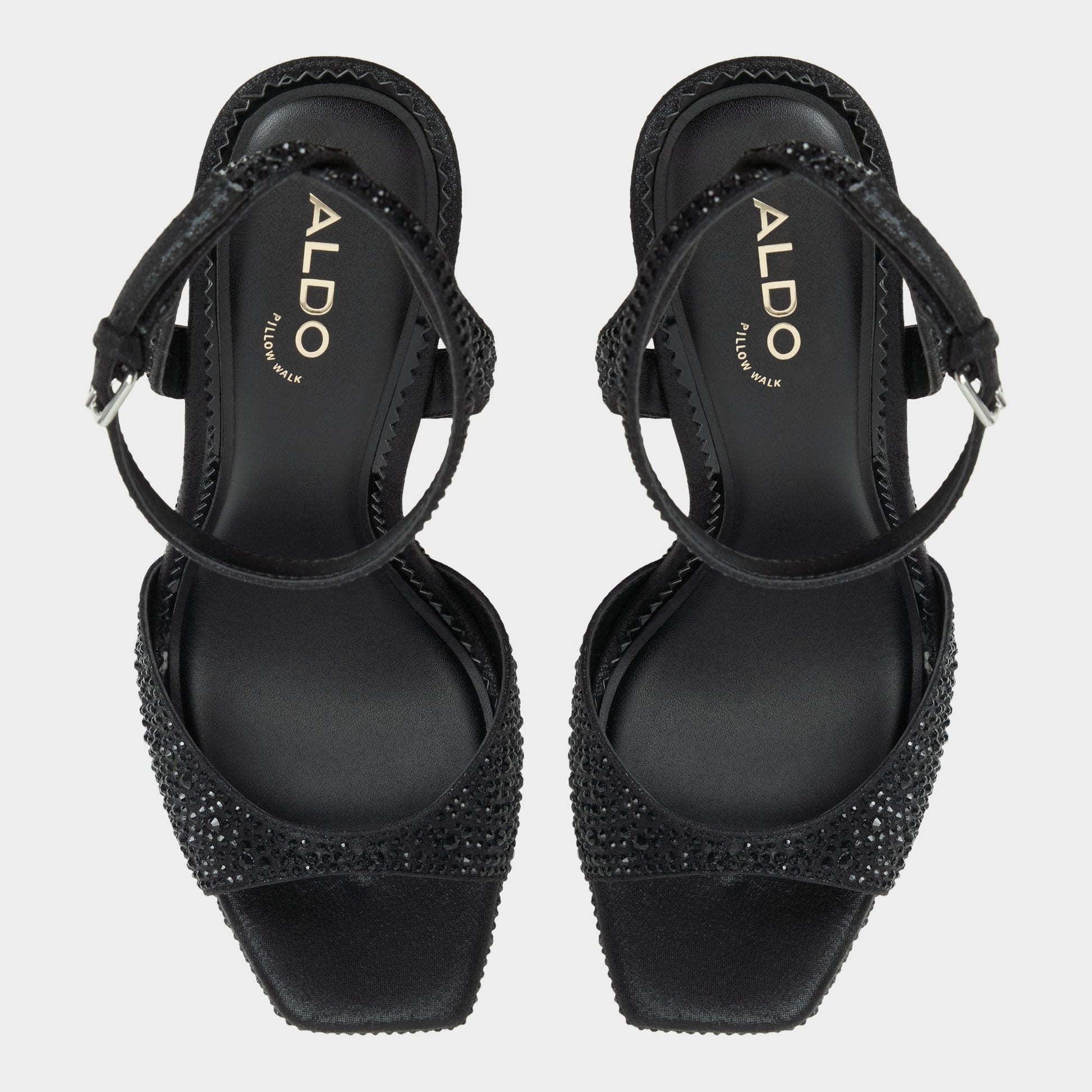 Top-down view of the Other black Matelina Strappy heeled sandal