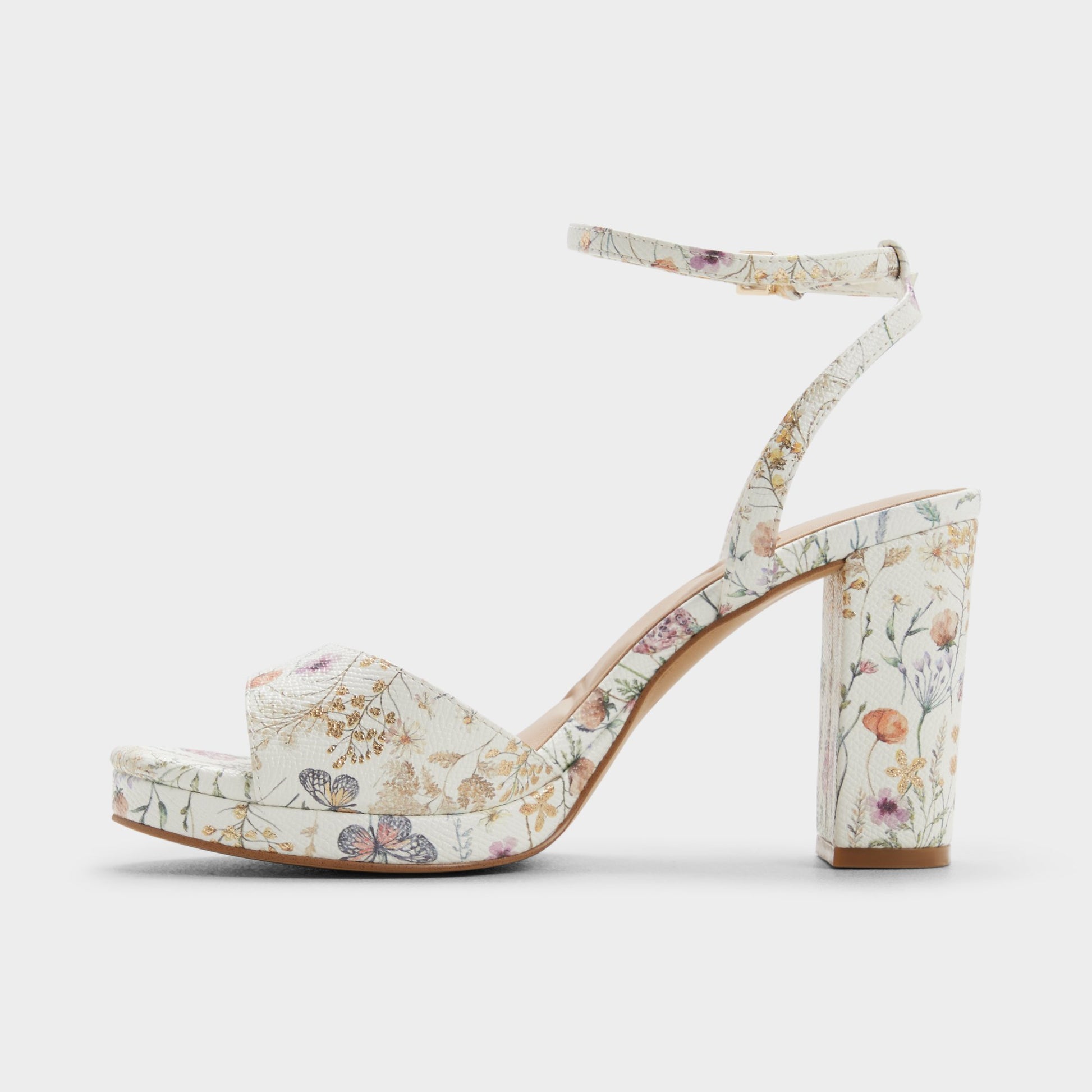 Side view of Multicolor Gracious Strappy heeled sandal