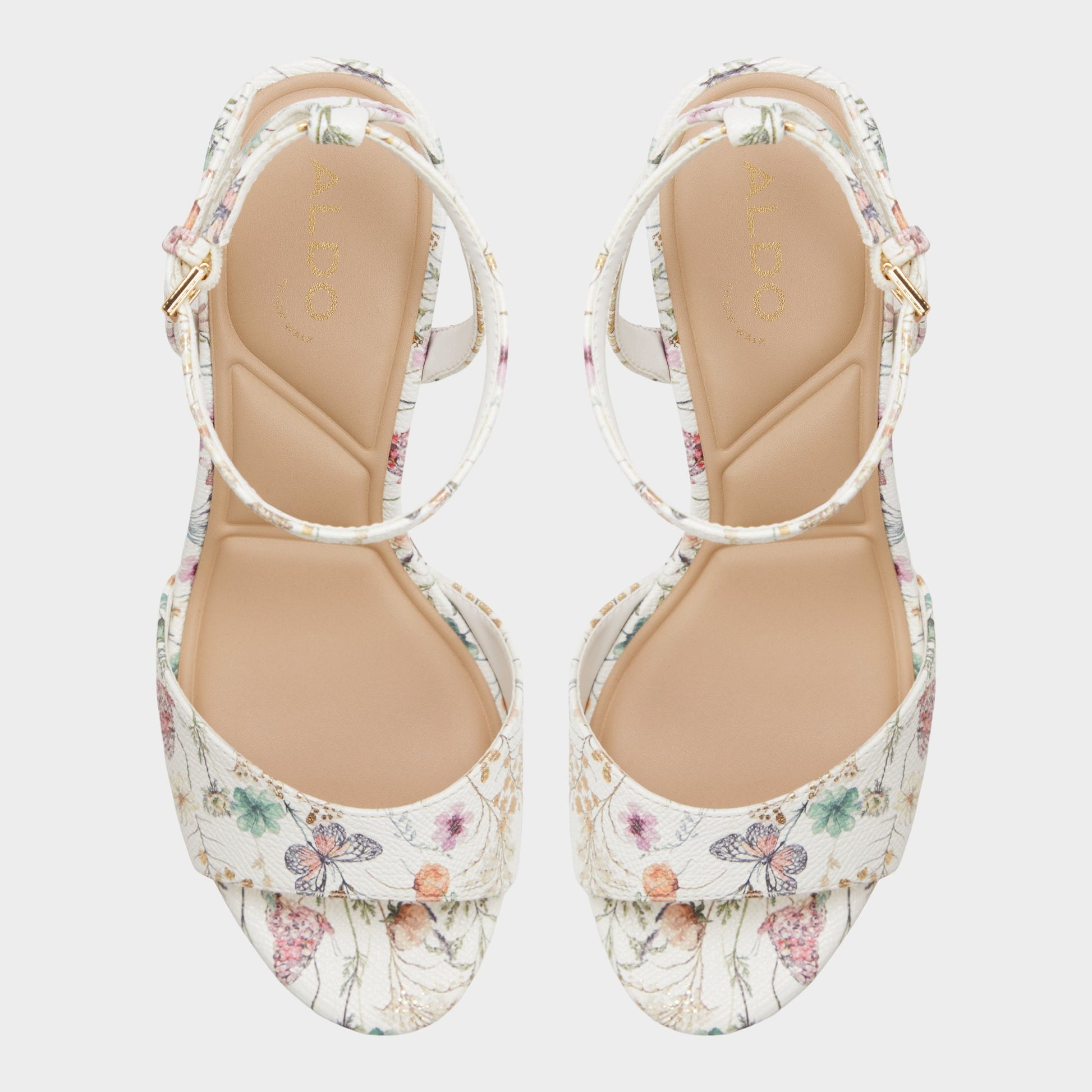 Top-down view of the Multicolor Gracious Strappy heeled sandal