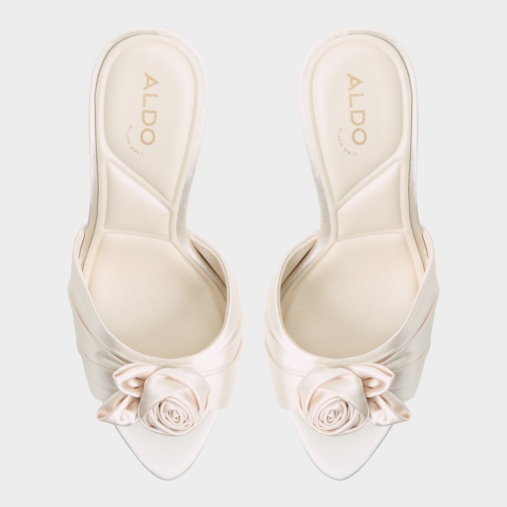 Top-down view of the Other white Rosalina Heeled mule