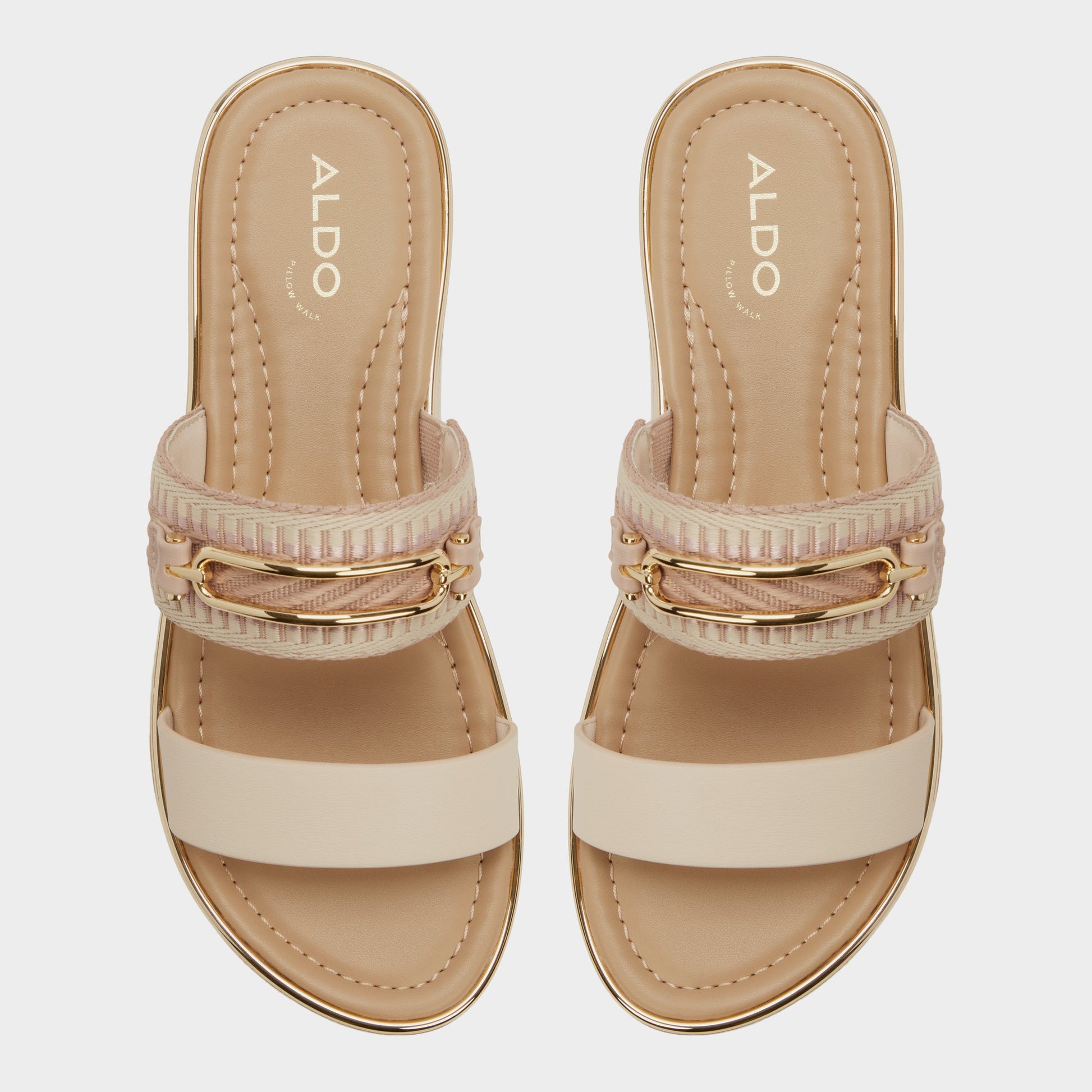 Top-down view of the Beige combo Lagoon Slide sandal