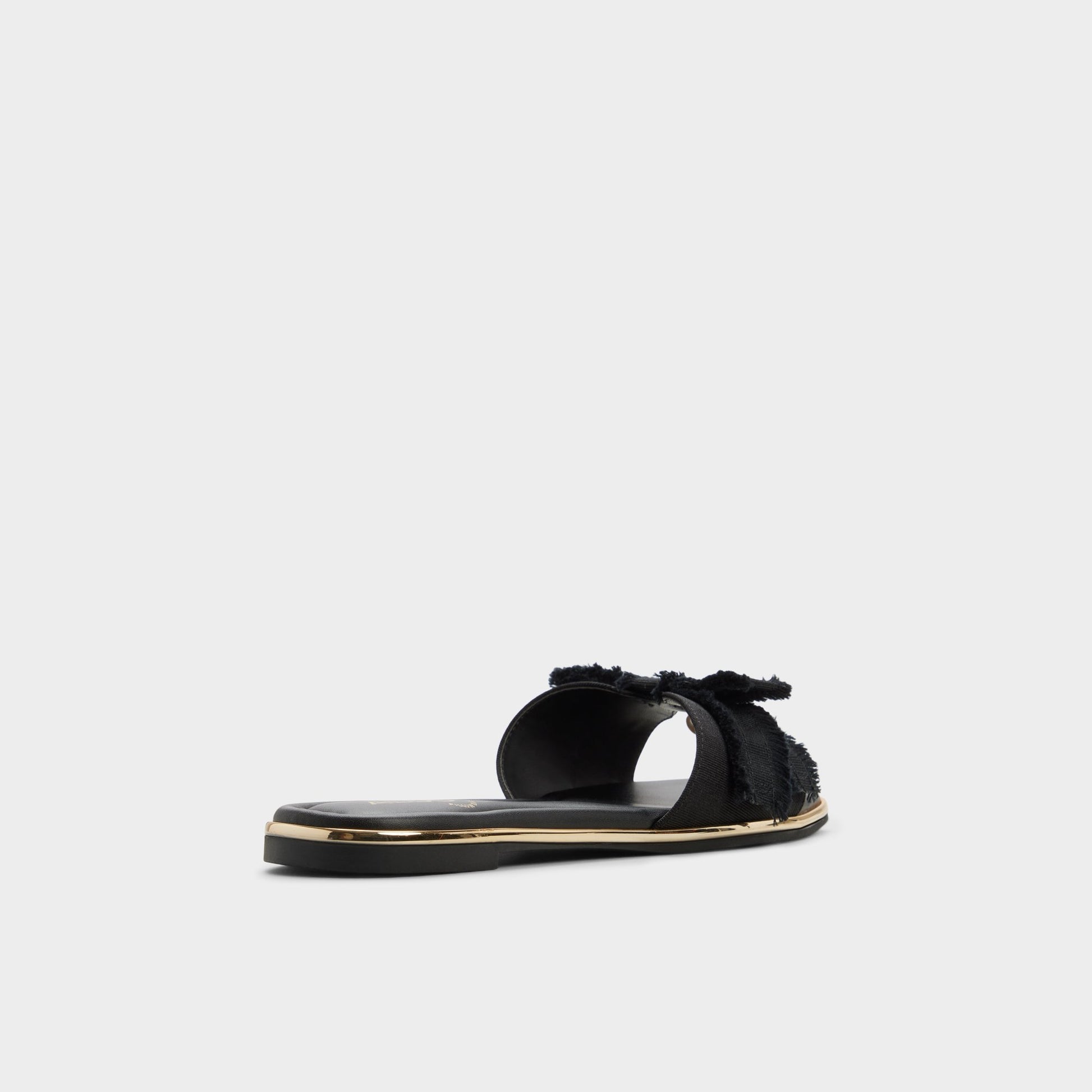 Three-quarter angle of Black Rhuli Slide sandal's back side