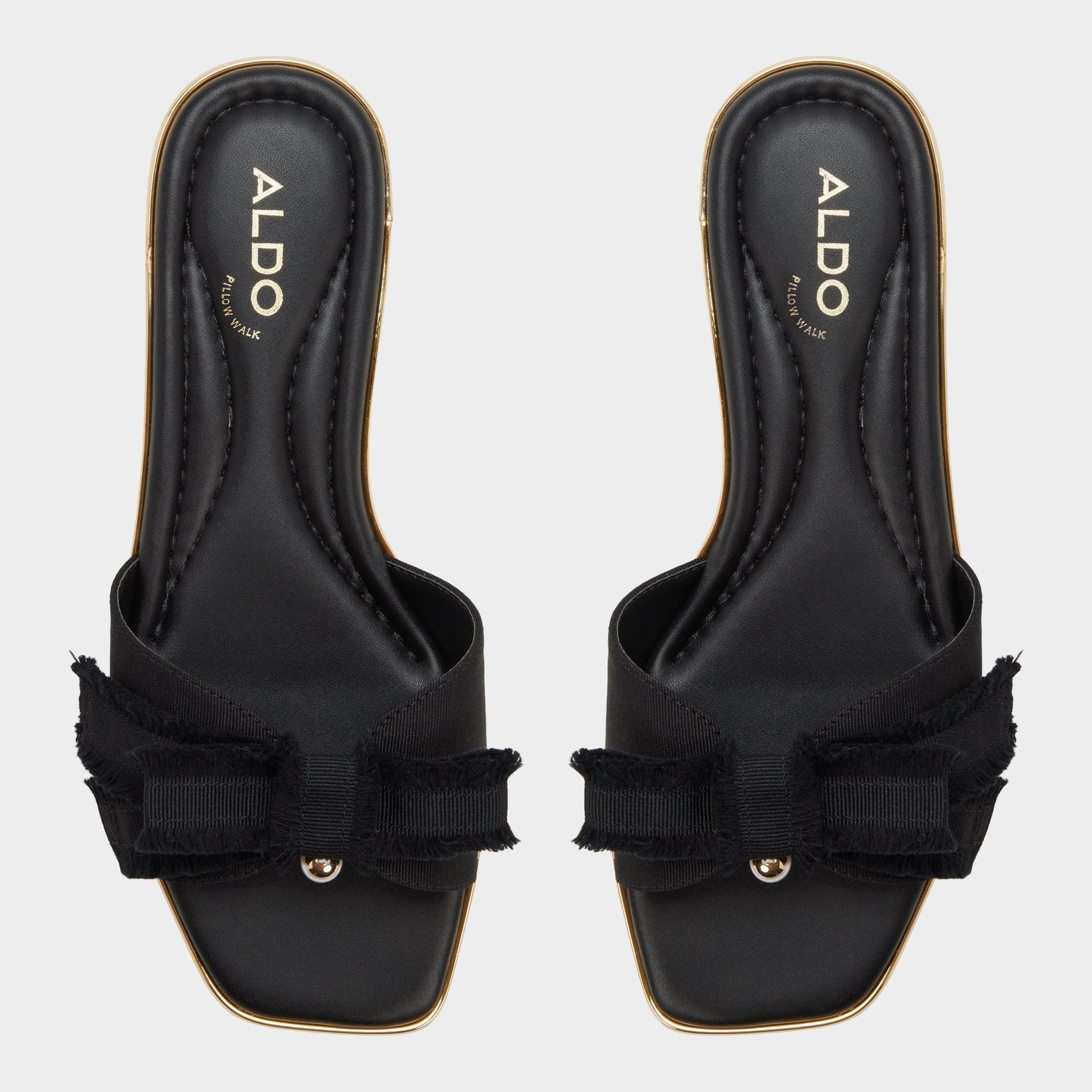 Top-down view of the Black Rhuli Slide sandal