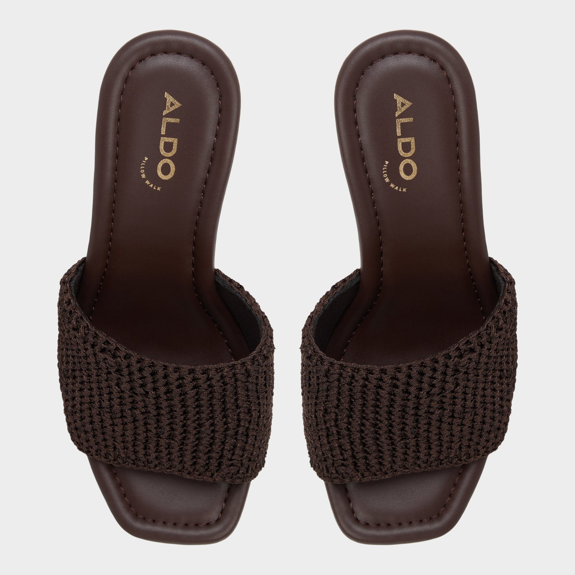 Top-down view of the Dark brown Grounded Wedge sandal