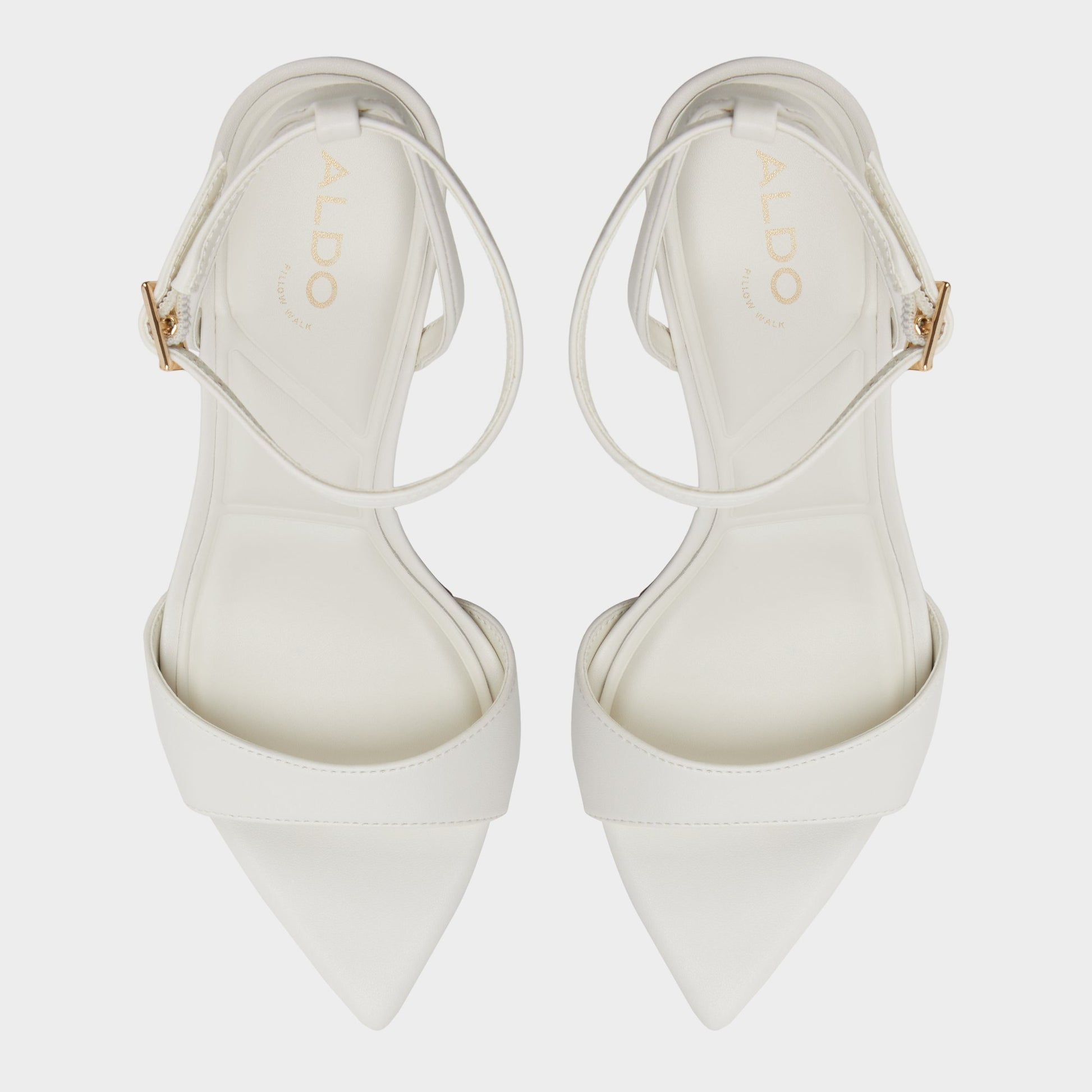 Top-down view of the White/bone Leandra Strappy heeled sandal