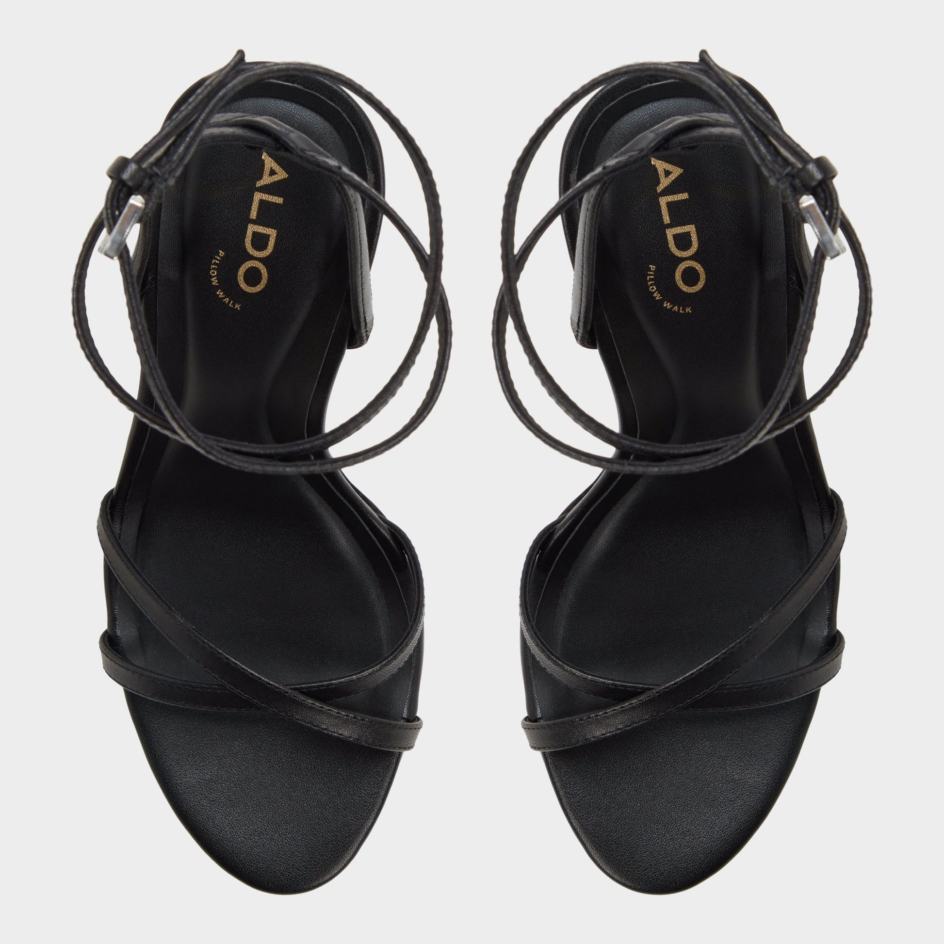 Top-down view of the Other black Manaelion Strappy heeled sandal