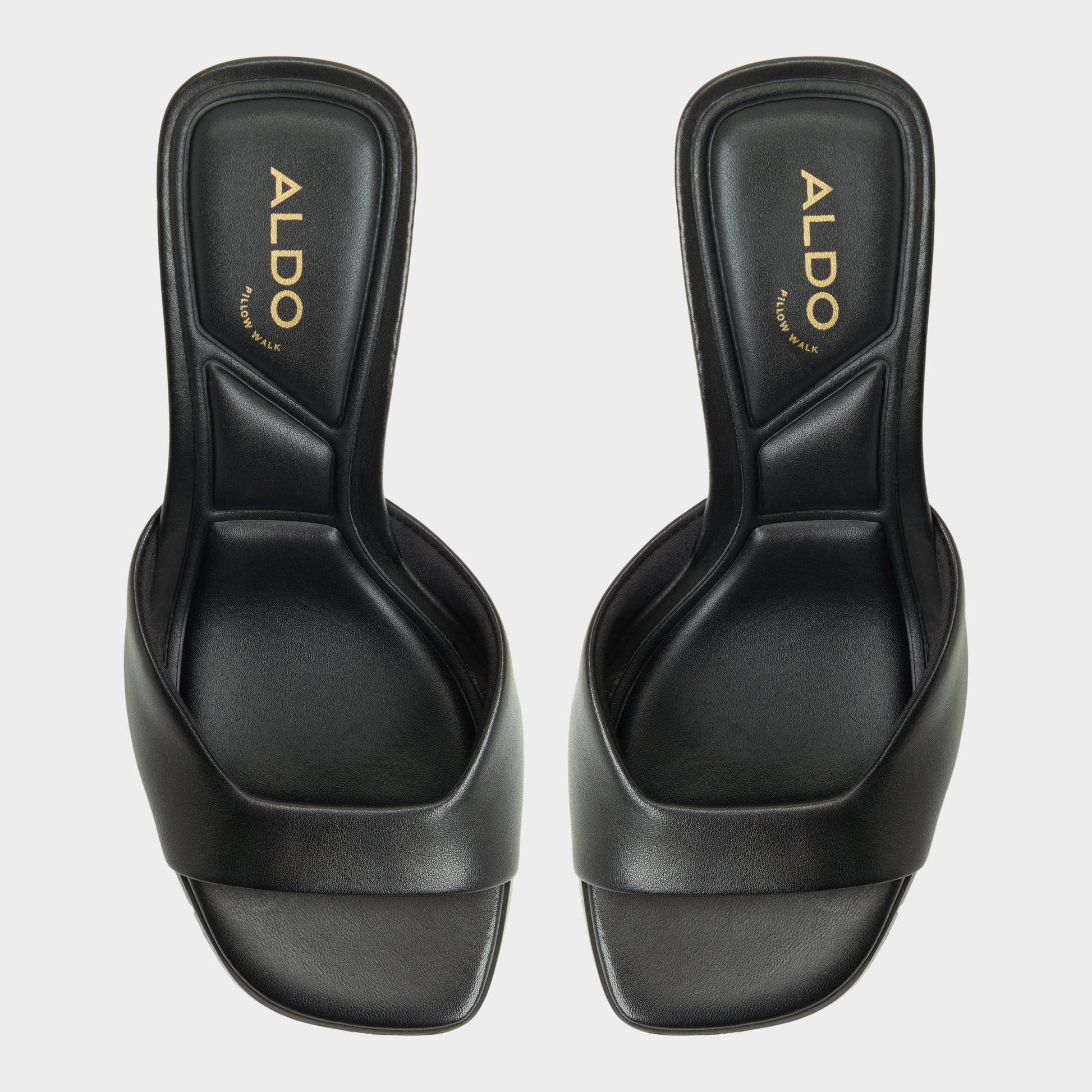 Top-down view of the Black Lisia Heeled mule