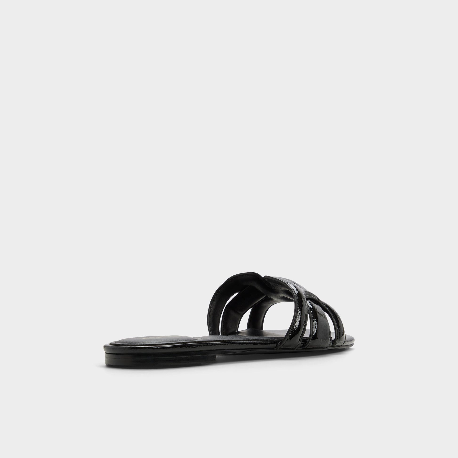 Three-quarter angle of Black Elenaria Slide sandal's back side