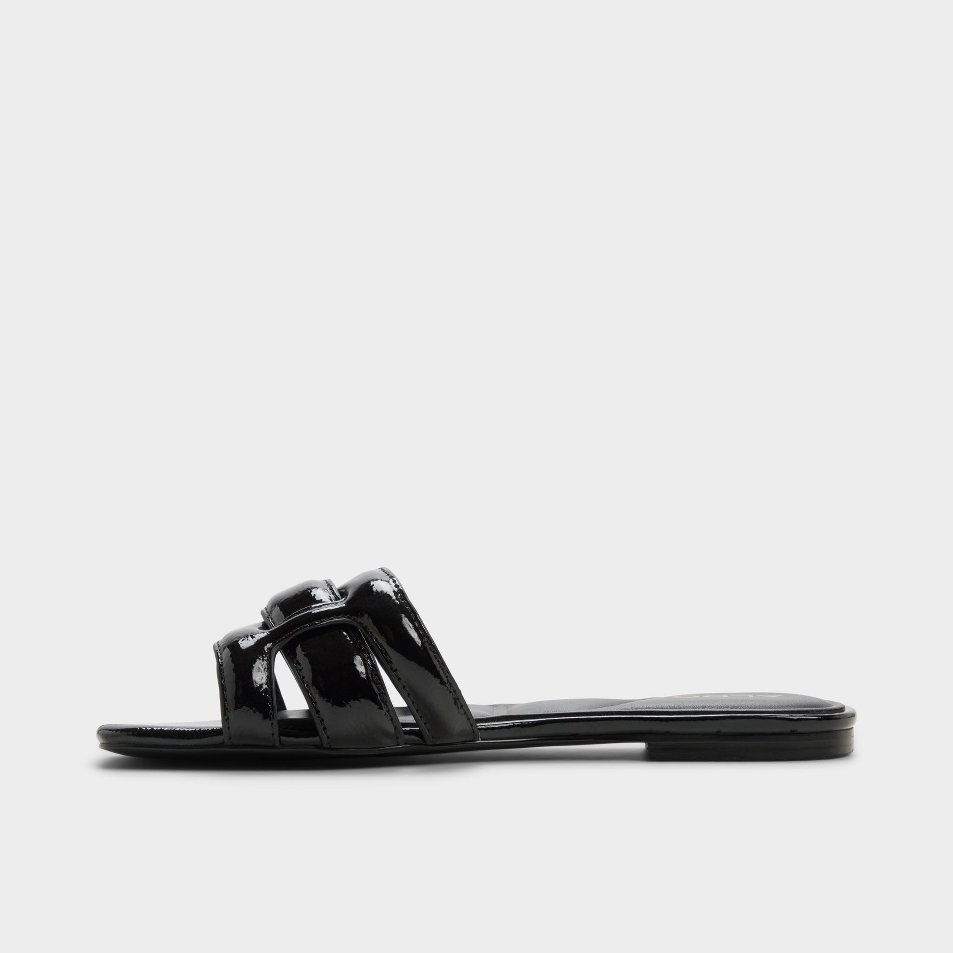 Side view of Black Elenaria Slide sandal