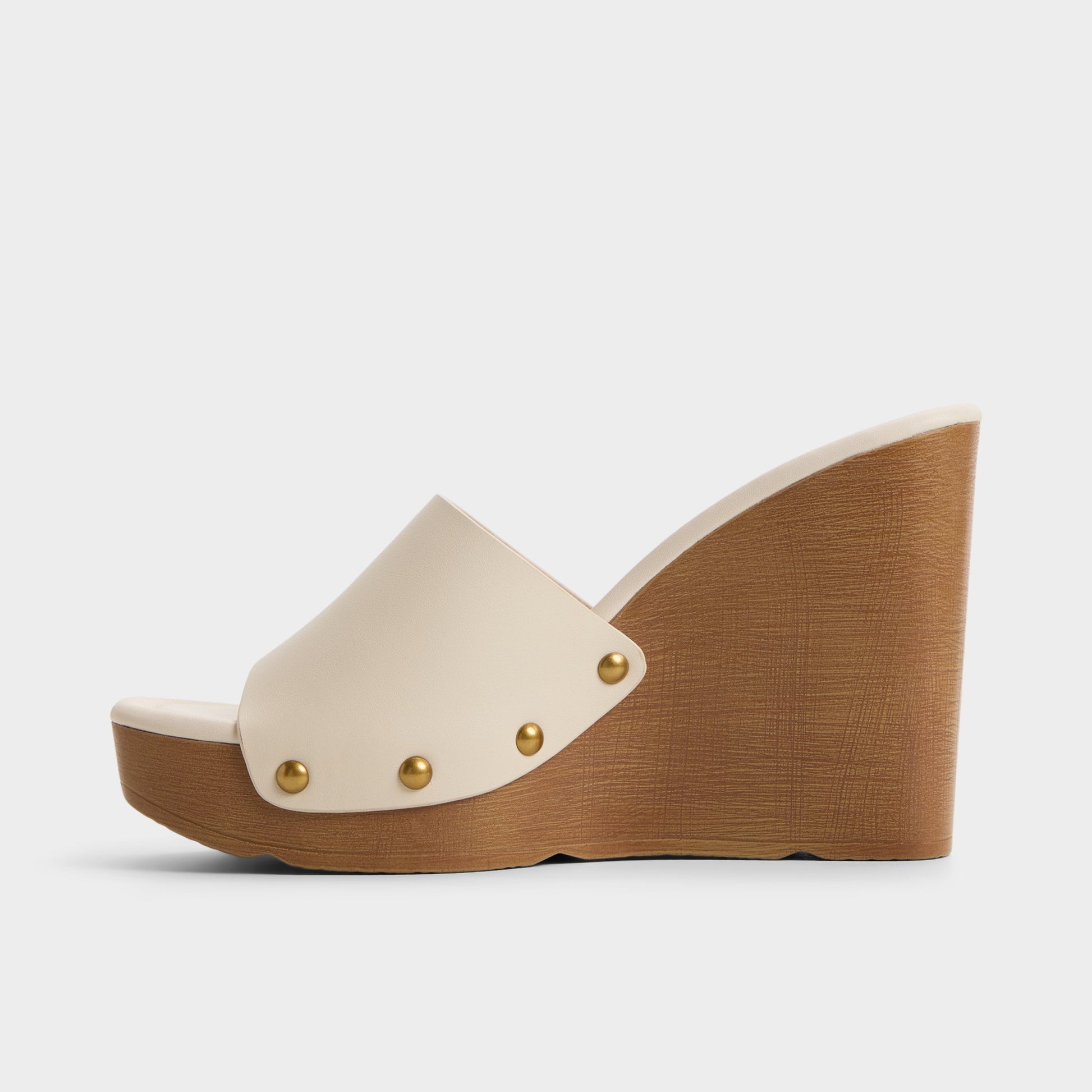 Side view of Other white Grounded Wedge sandal