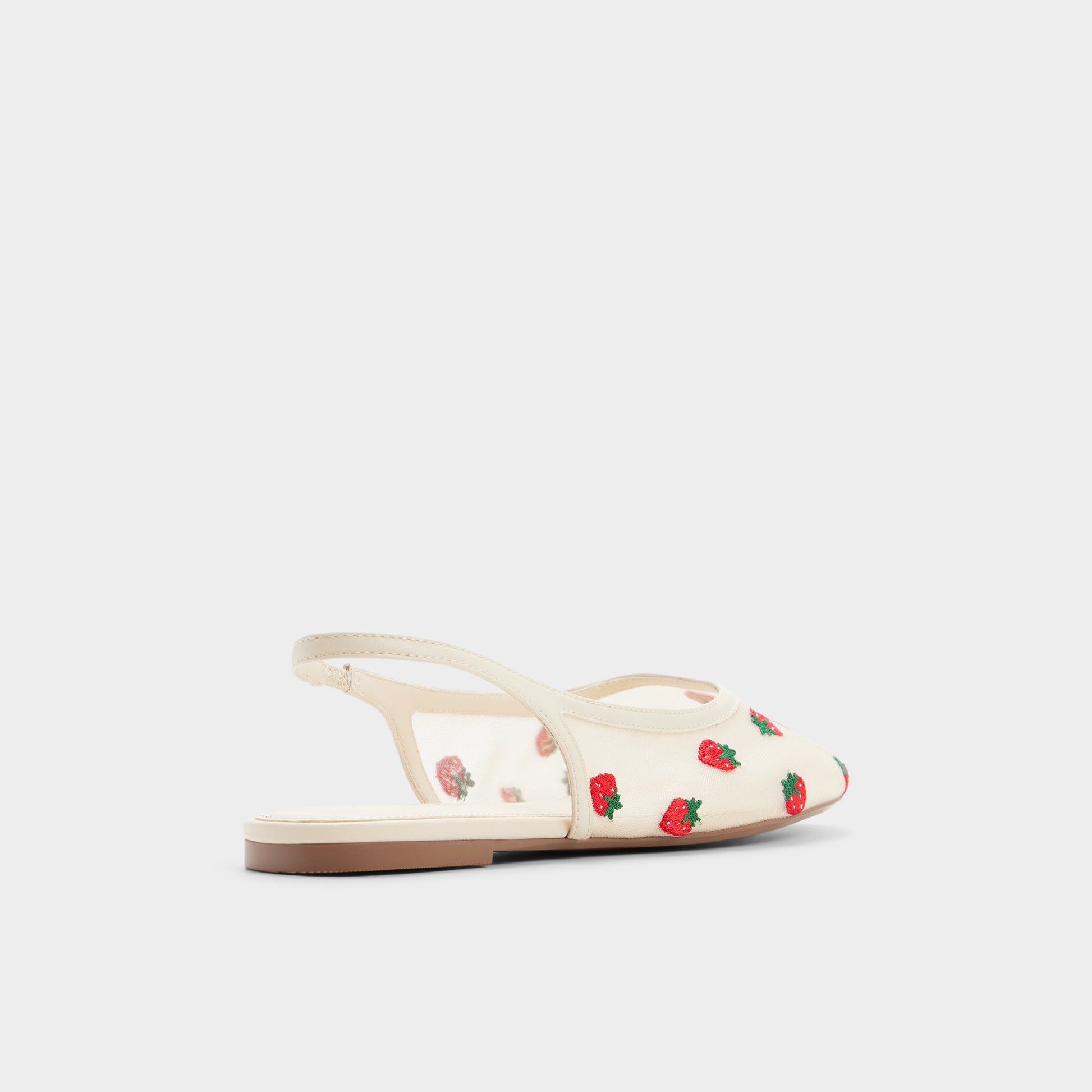 Three-quarter angle of Cream multi Droplet Slingback ballet flat's back side
