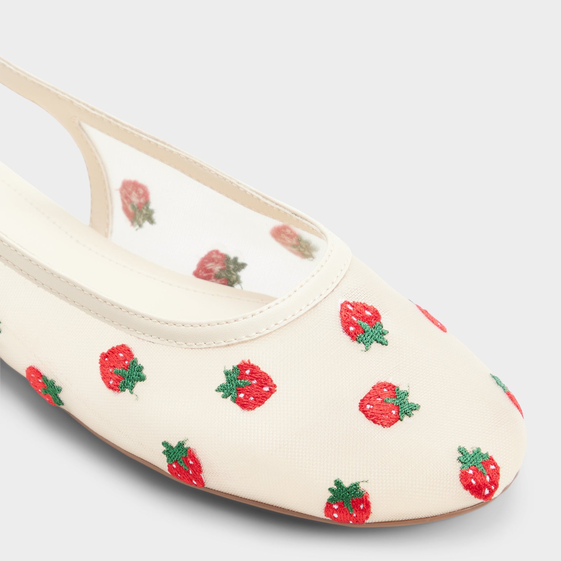 Close-up of the Cream multi Droplet Slingback ballet flat