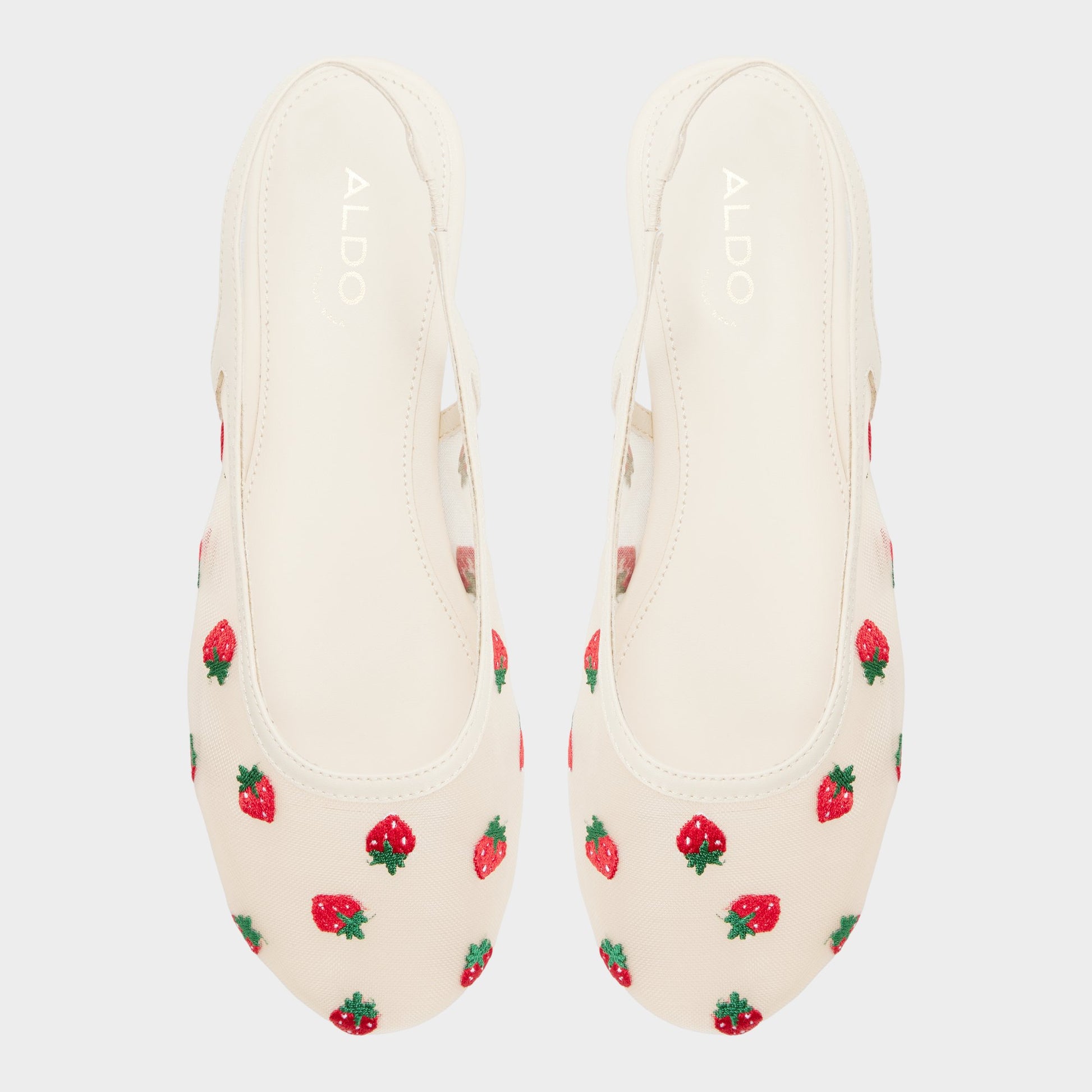 Top-down view of the Cream multi Droplet Slingback ballet flat
