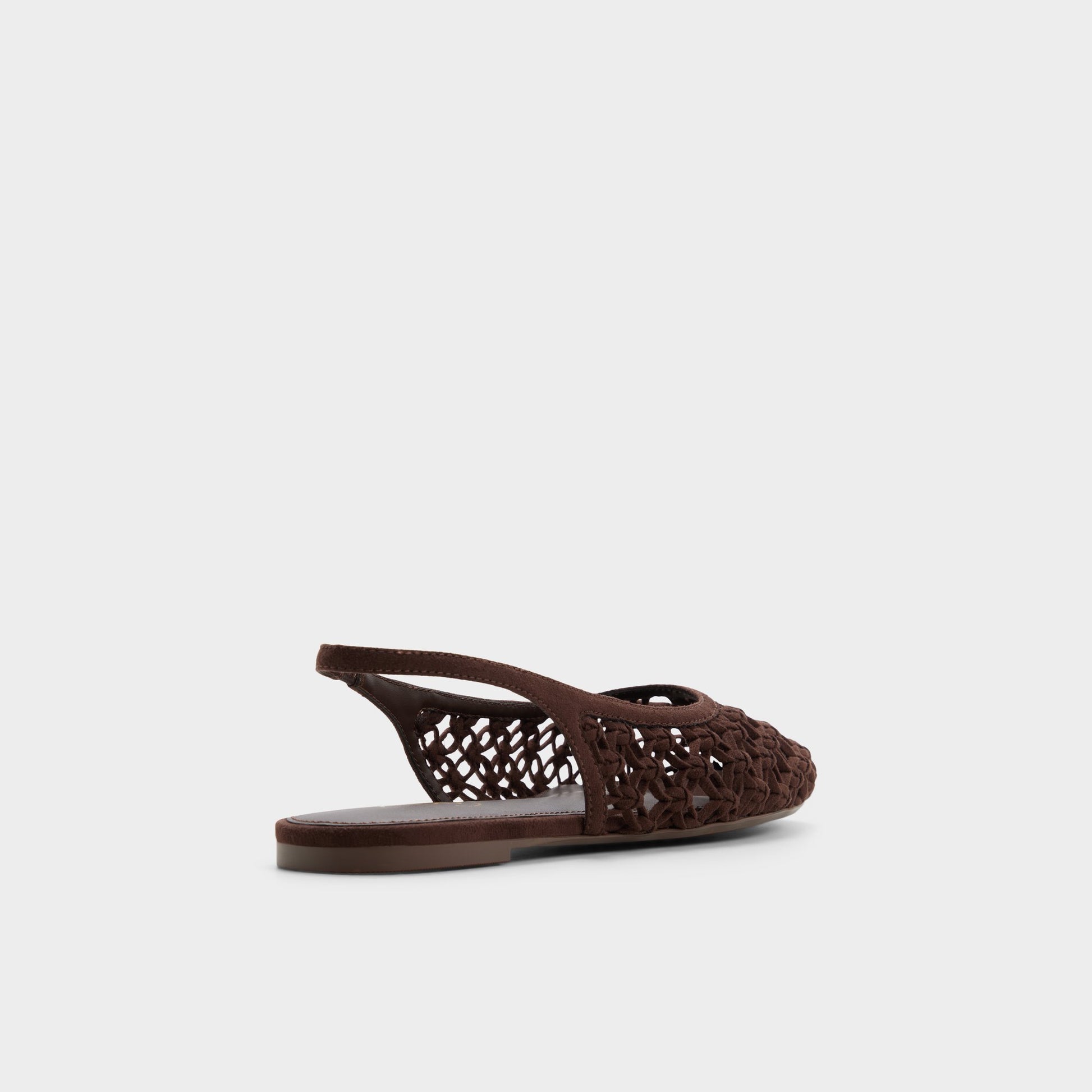 Three-quarter angle of Dark brown Droplet Slingback ballet flat's back side