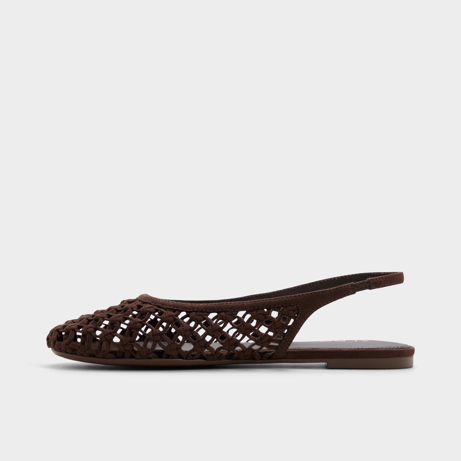 Side view of Dark brown Droplet Slingback ballet flat
