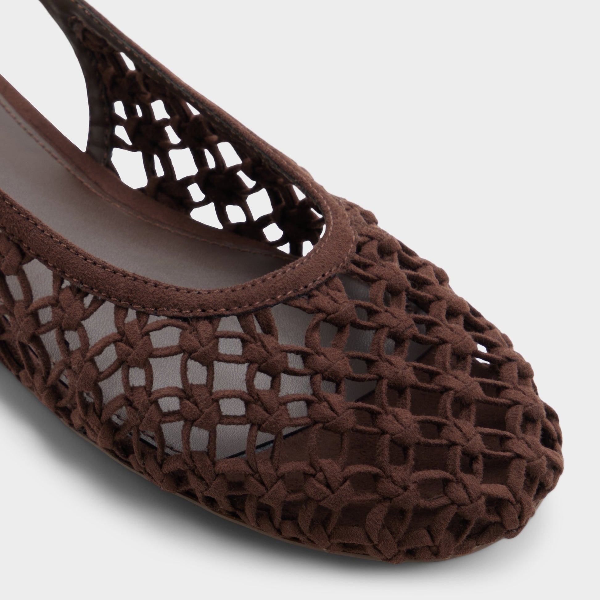 Close-up of the Dark brown Droplet Slingback ballet flat