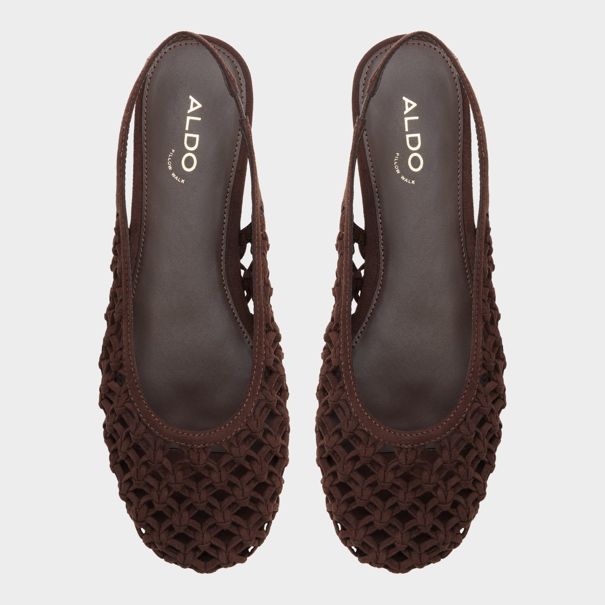Top-down view of the Dark brown Droplet Slingback ballet flat