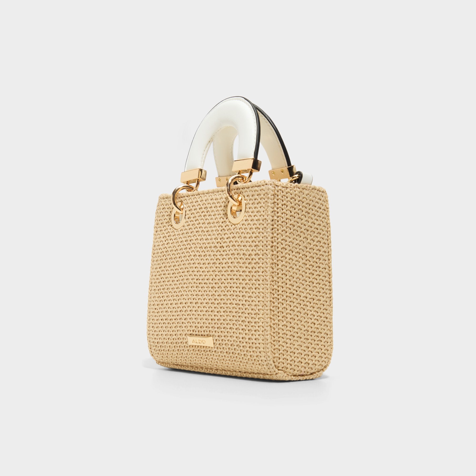 ALDO バッグ ALDO CAILLA CROSSBODY SATCHEL HANDBAG WITH SCARF BLACK &OFF-WHITE