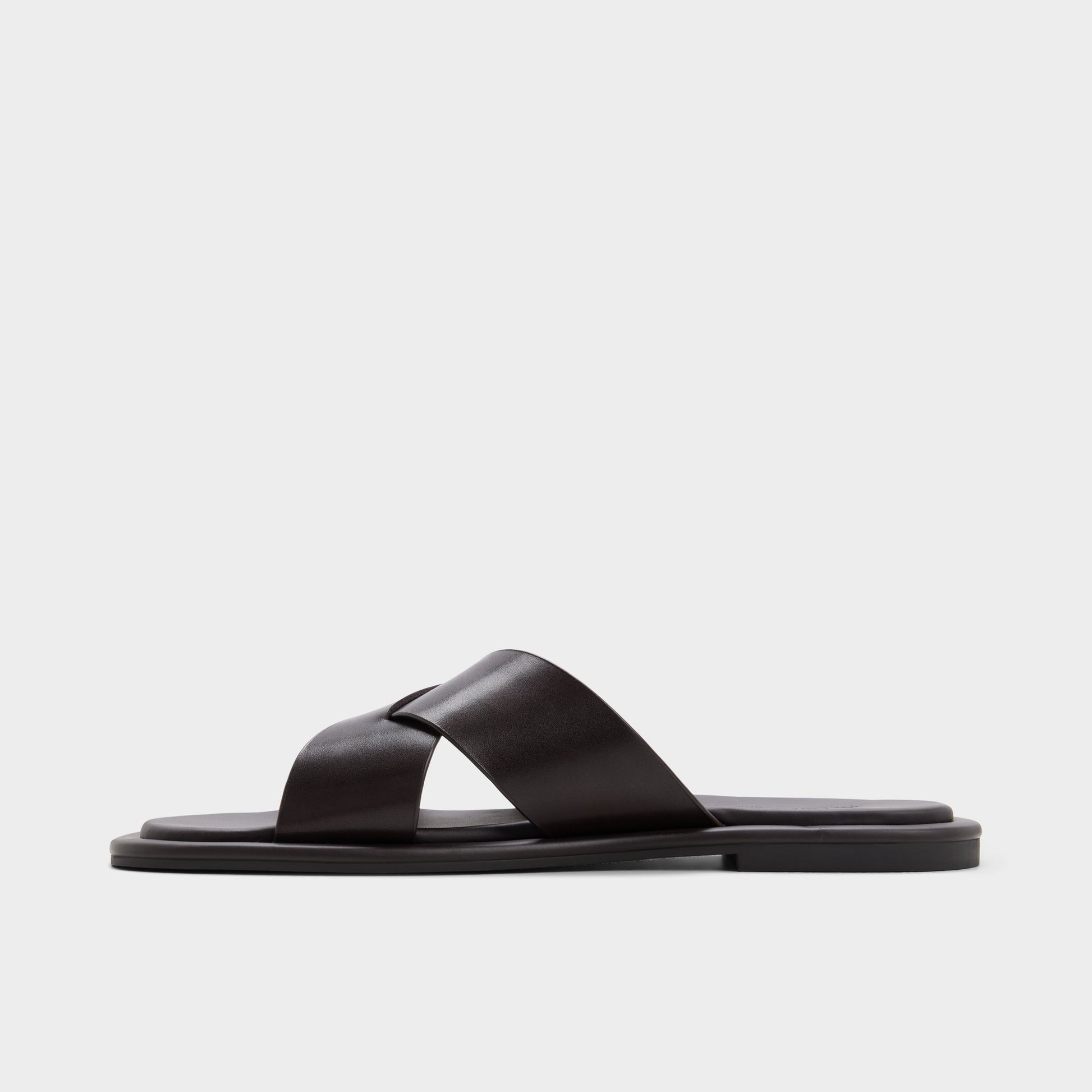 Side view of Dark brown Emris Slide sandal