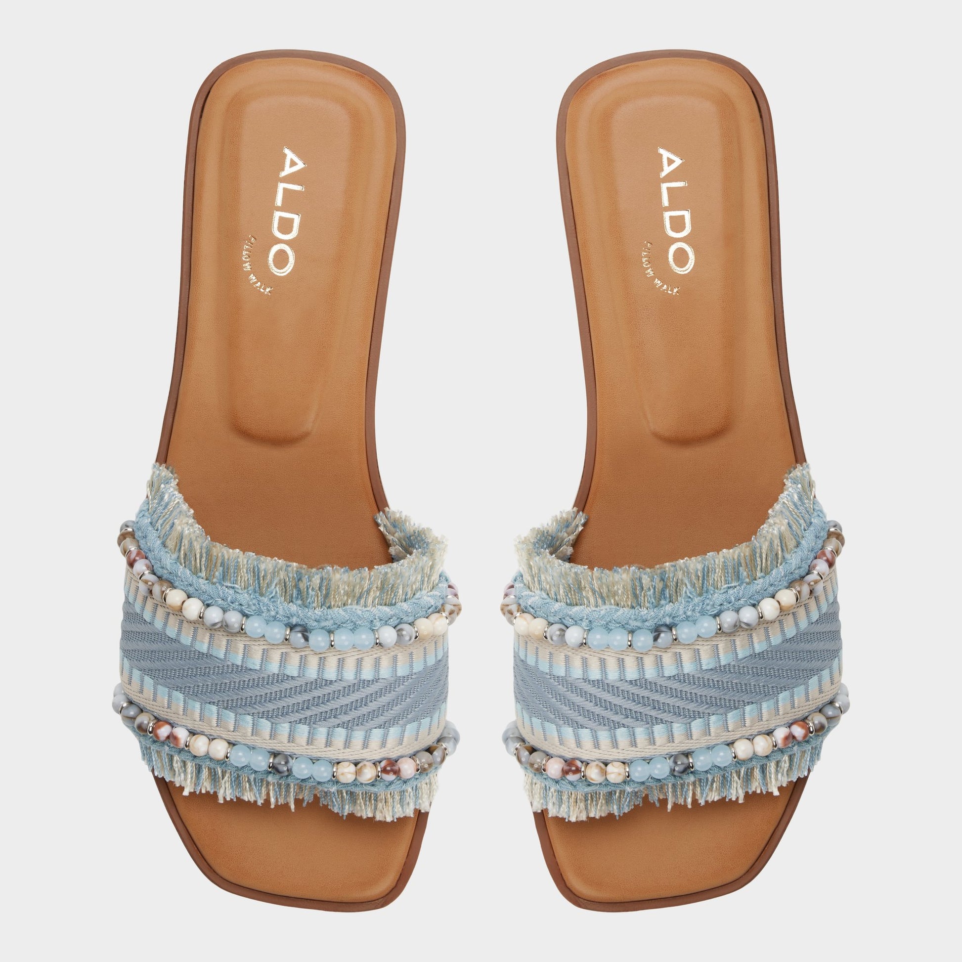 Top-down view of the Other blue Aurana Slide sandal