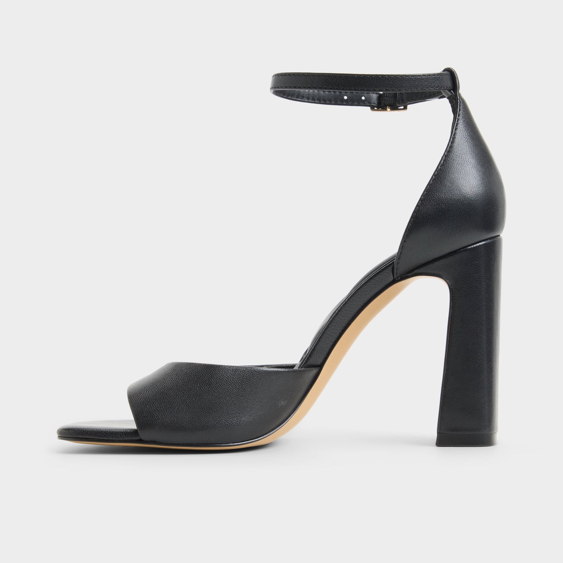 Side view of Other black Florianna Strappy heeled sandal